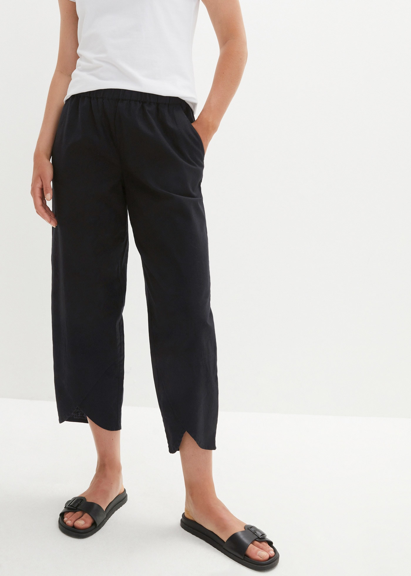 bonprix "3/4-Hose aus leichtem Leinen-Mix" aus Leinen-Mix, mit Seitenschlitzen, Regular Fit, casual Stil
