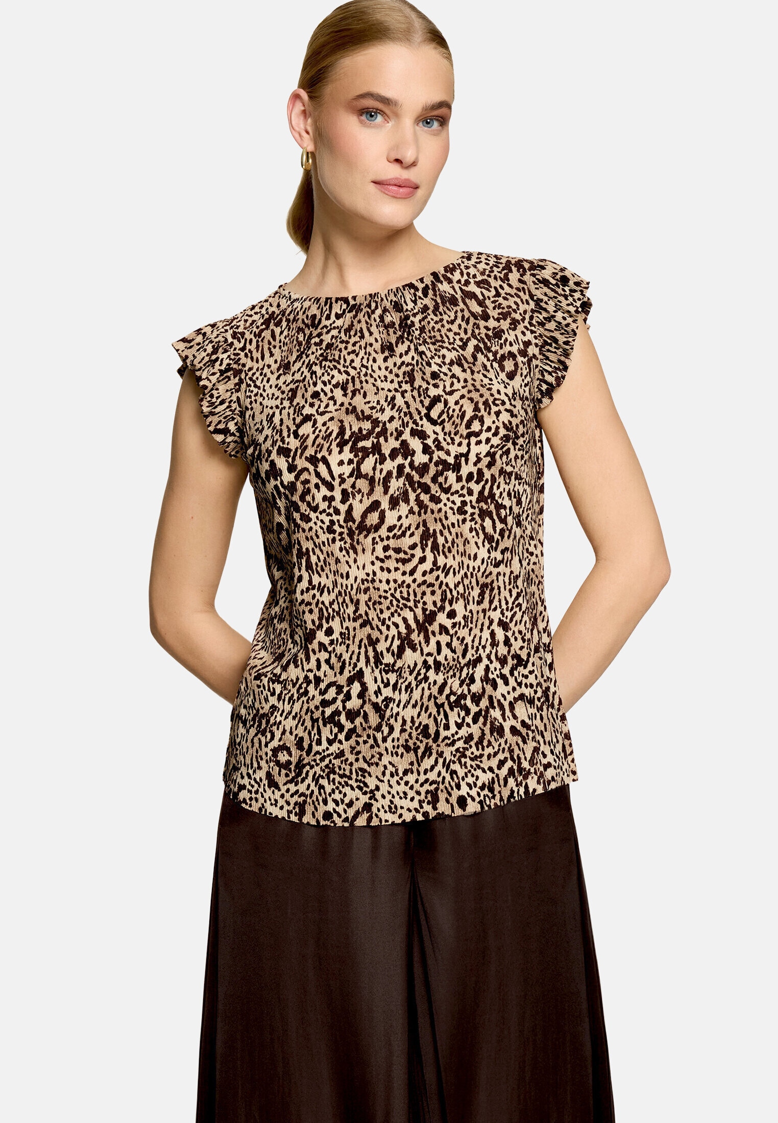 Zero Kurzarmshirt »Damen mit Animalprint« 1 Plissee