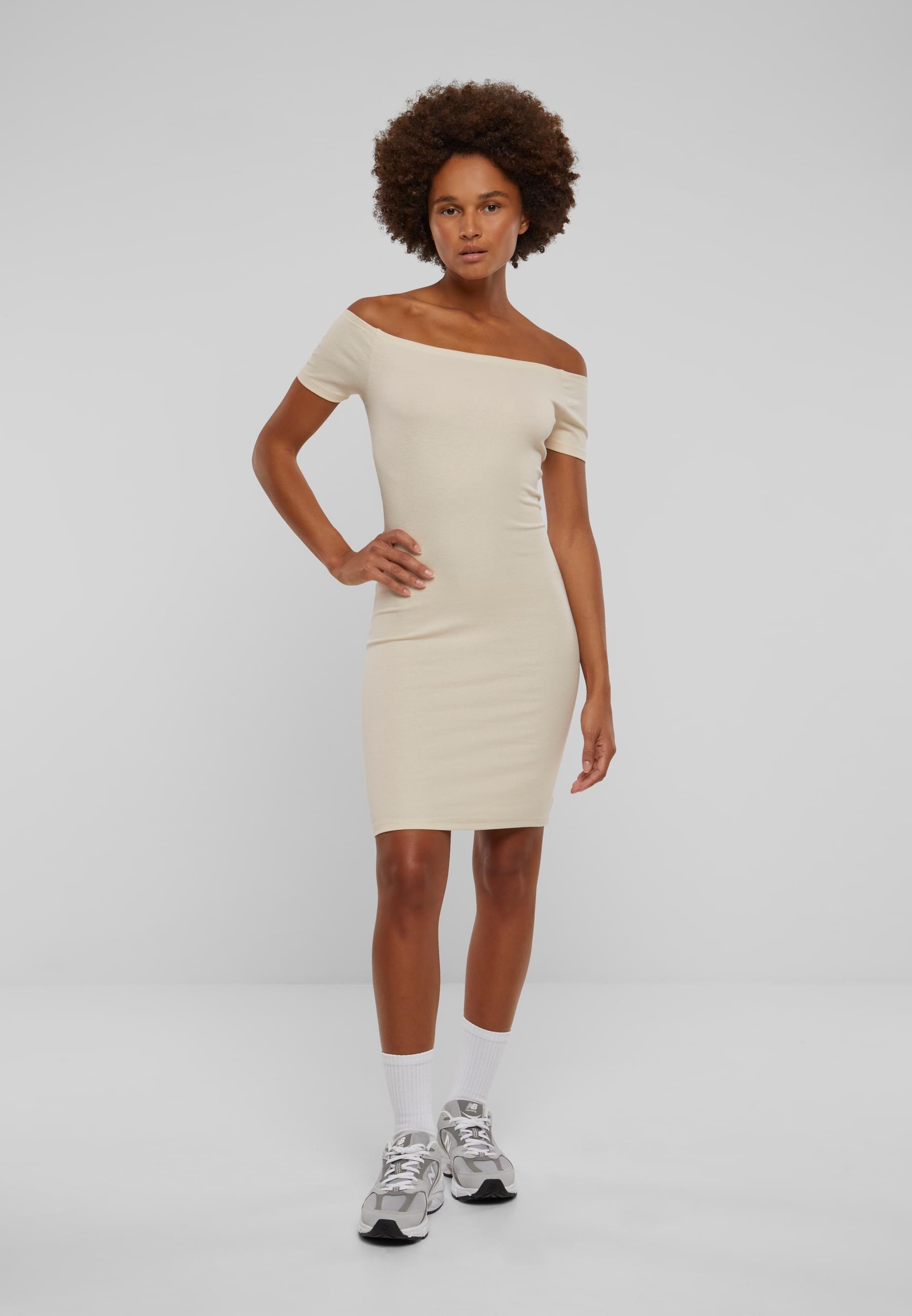 URBAN CLASSICS Shirtkleid »Urban Classics Damen Ladies Off Shoulder Rib Dress«, (1 tlg.)