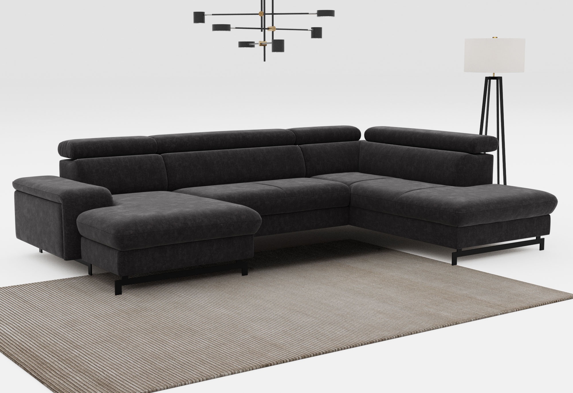 COTTA Wohnlandschaft "Emma U-Form, B: 328 cm" mit Kopfteilverstellung, optional Schlaffunktion & Bettkasten