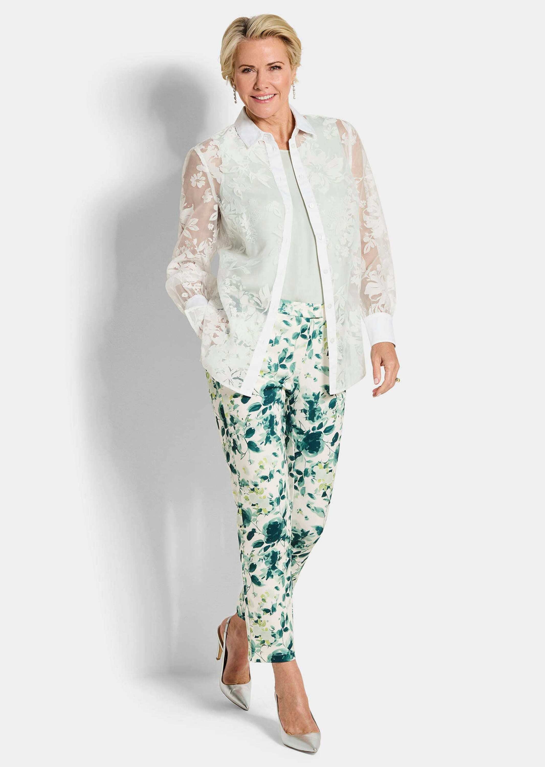 GOLDNER Hemdbluse "Kurzgröße Hemdbluse mit floralem Muster" florale Ausbren günstig online kaufen