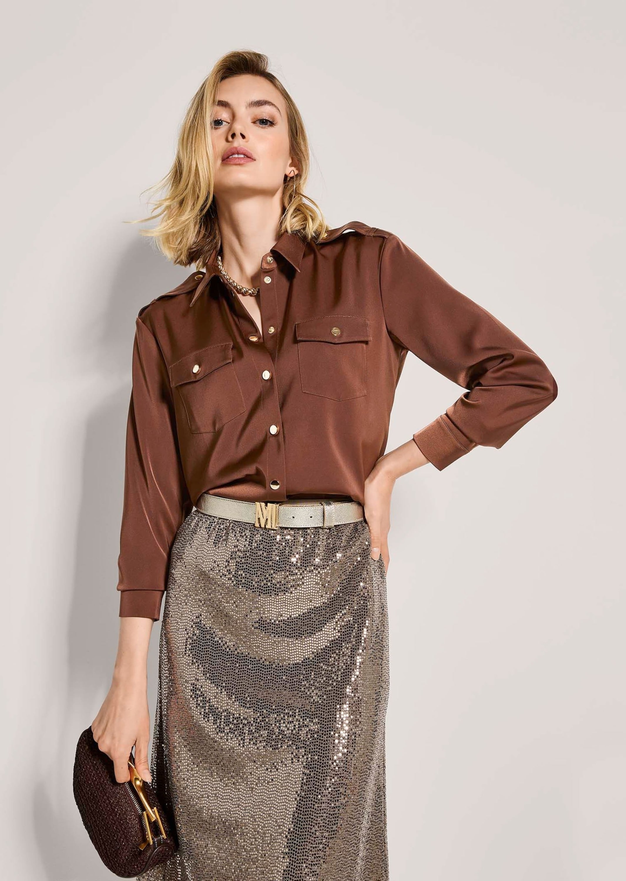 MADELEINE Hemdbluse »Hemdbluse Jerseybluse mit Brusttaschen«