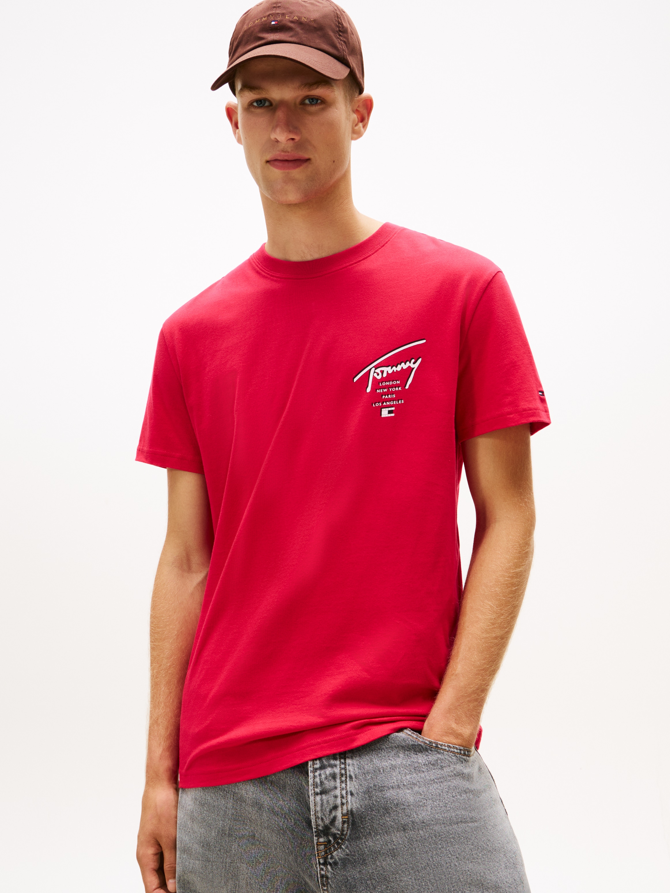 Tommy Jeans T-Shirt "TJM SIGN CITY TEE EXT" Rundhals, regular fit, großer R günstig online kaufen