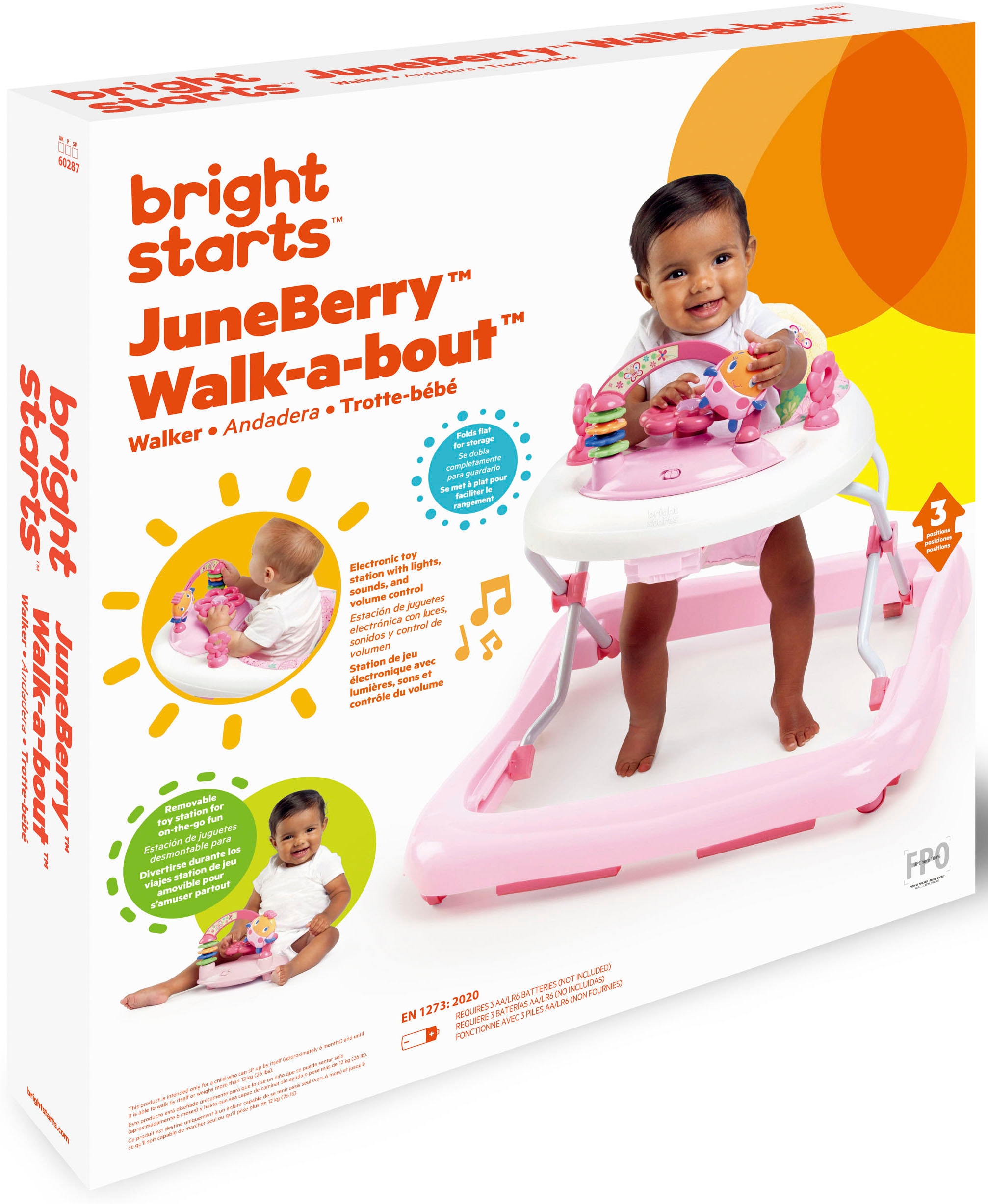 Bright Starts Lauflernhilfe »JuneBerry Walk-a-bout™«, mit Licht und Sound |  BAUR | Lauflernwagen