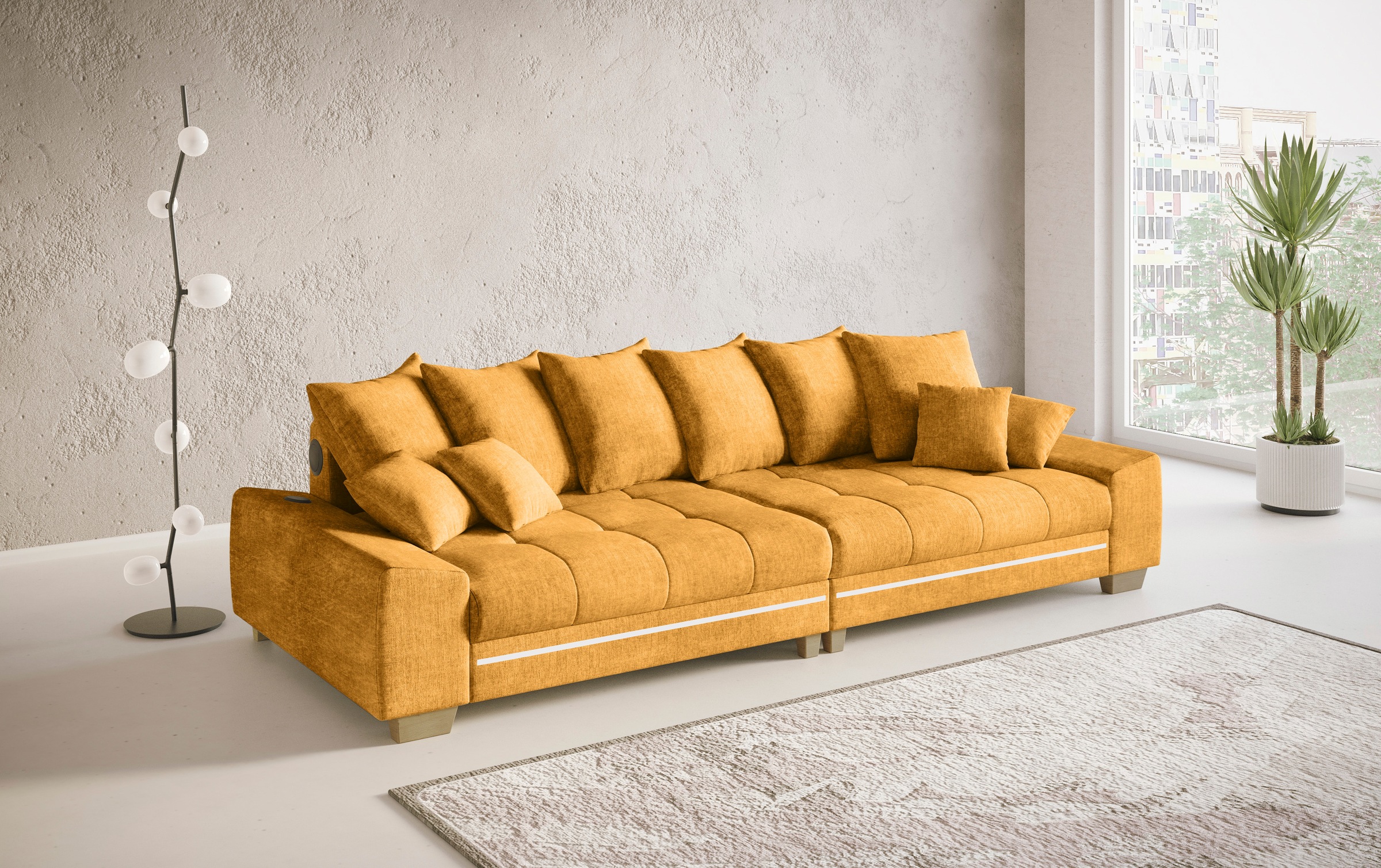 Mr. Couch Big-Sofa »Nikita II«, RGB-LED, Bluetooth-Soundsystem, wahlweise mit Kaltschaum