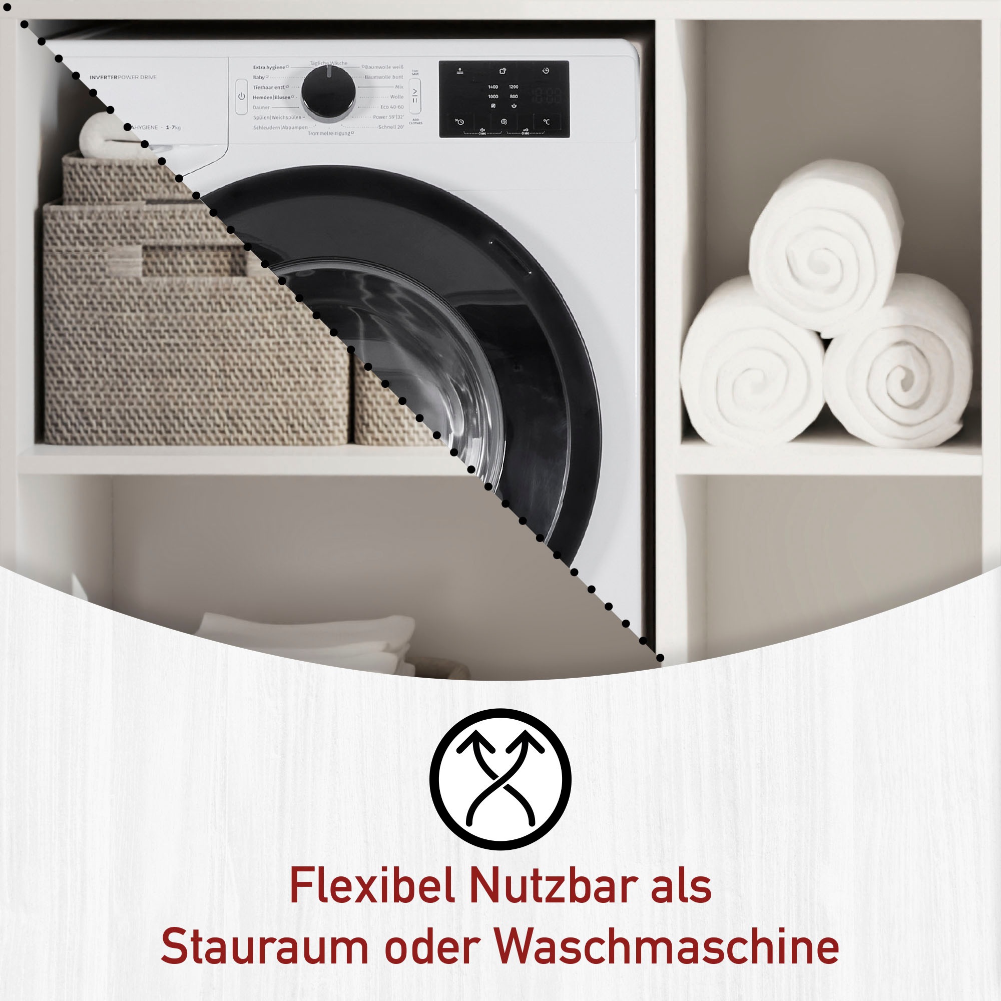 Inter Link Mehrzweckschrank-Set »Norela, Modulares Waschmaschinen-Set mit Hochschrank & Stauraum« 6 Stk. tlg.