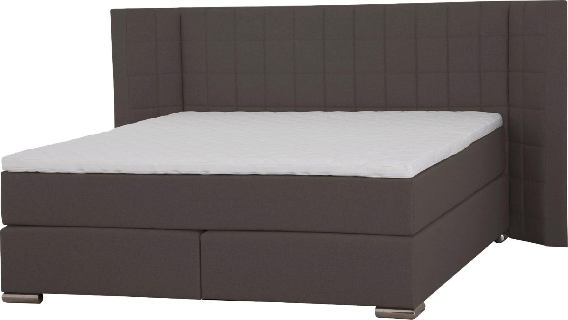 Places of Style Boxspringbett »Piazza«, mit Steppung und Kopfteil mit seitlichen Flügeln