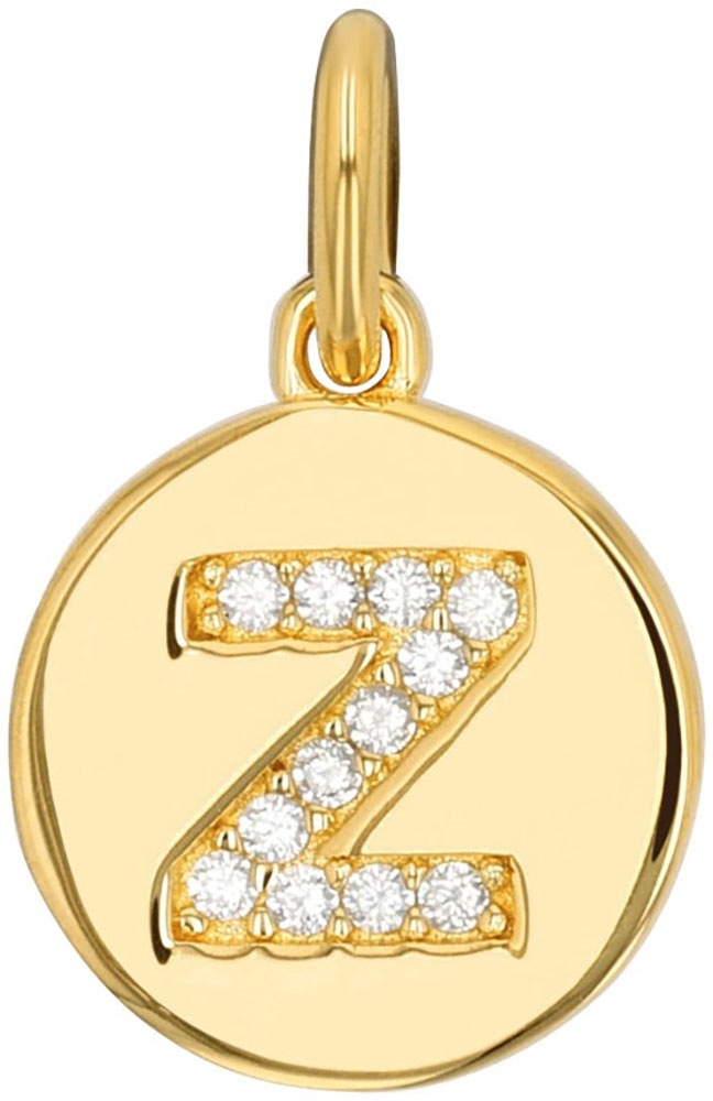 AMOR Damen Buchstabenanhänger "A-Z", Z, Silber 925 (Sterlingsilber), 0,74 g, gold, Silber 925 (Sterlingsilber), Schmuckanhänger, mit Zirkonia (synth.)