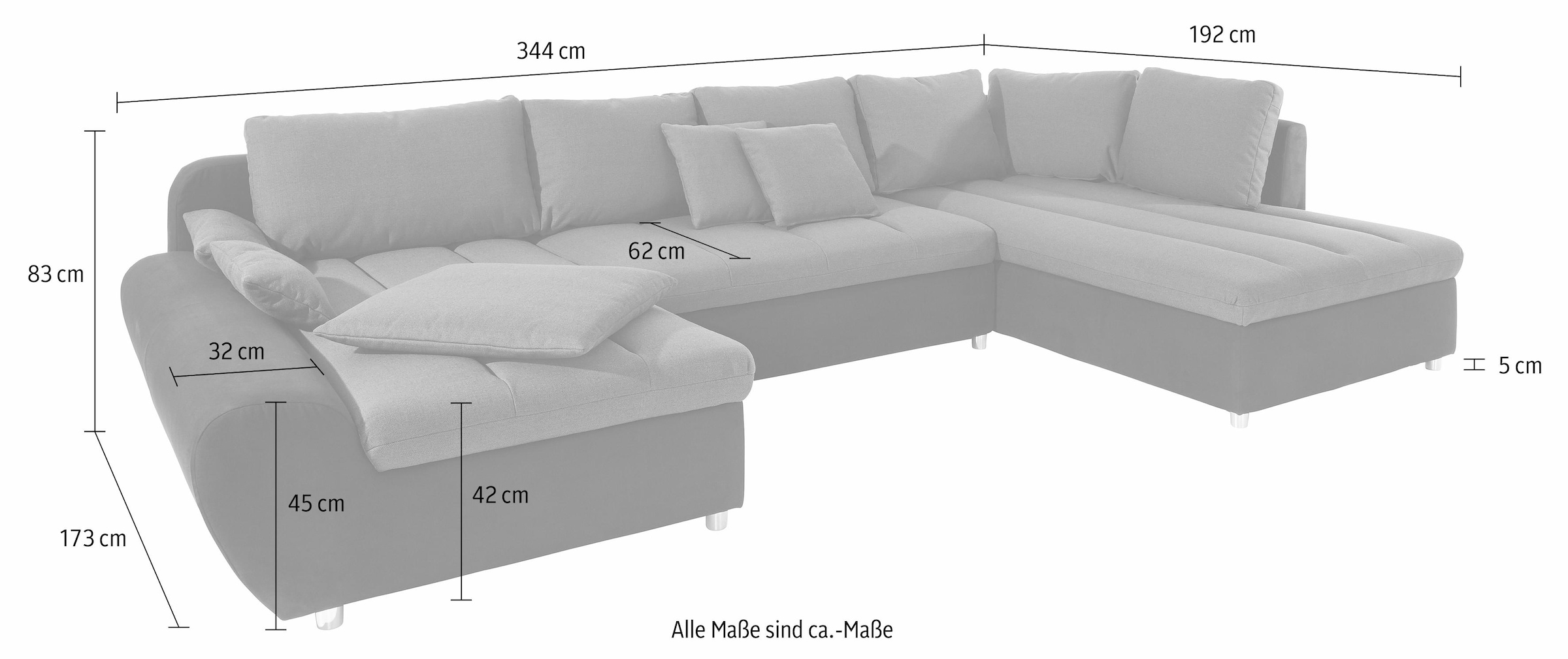 sit&more Wohnlandschaft »Bandos U-Form«, in 2 unterschiedlichen Größen, wahlweise mit Bettfunktion + Bettkasten