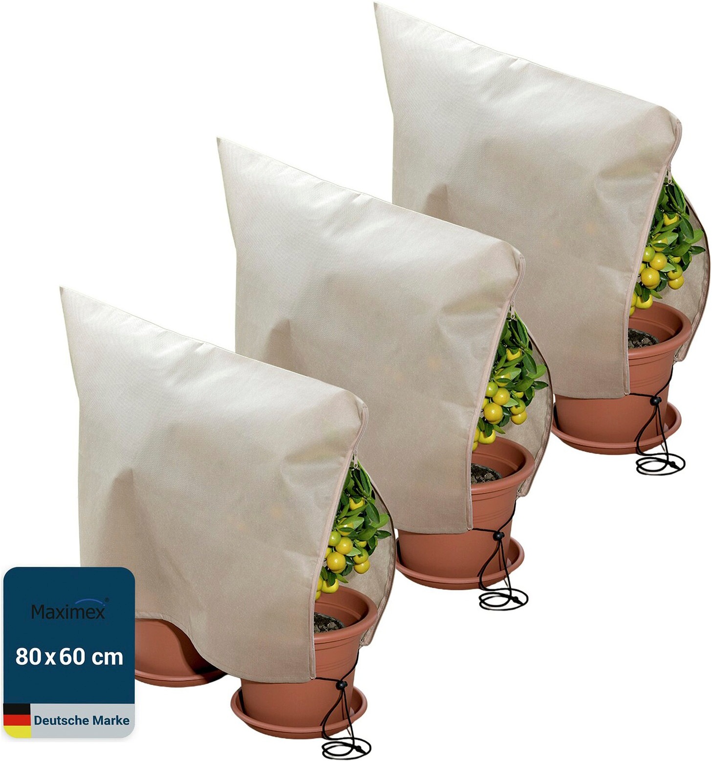 Maximex Winterschutzhaube »Pflanzenschutz-Vlies, 80x60 cm« reißfestes Vlies, mit Reißverschluss und Zugband, BxH: 30x40 cm