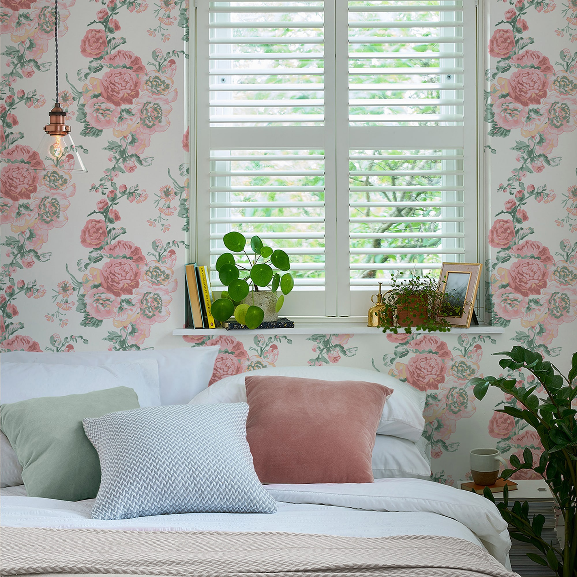 LAURA ASHLEY Vliestapete »Hollyhocks Coral Pink«, 10mx52cm