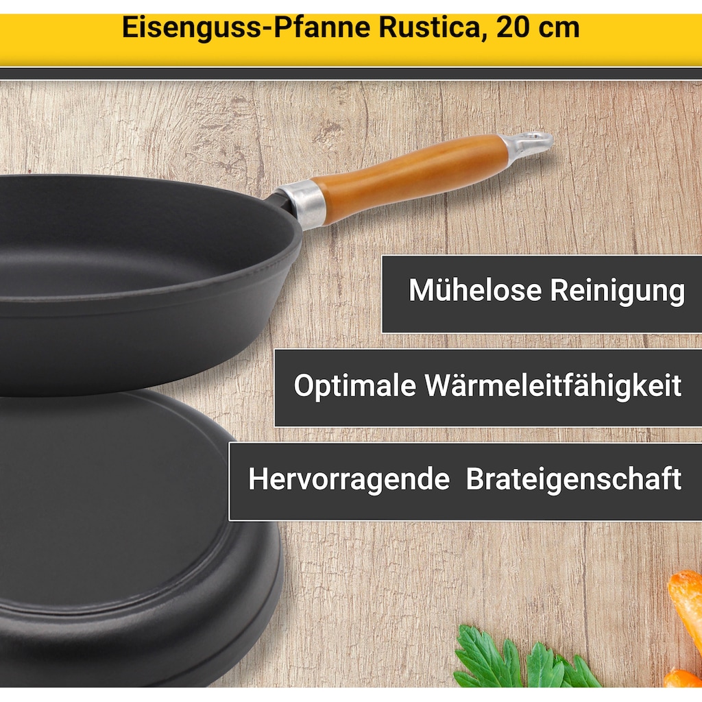 Krüger Bratpfanne »Einsenguss Pfanne RUSTICA, 20 cm«, Gusseisen, (1 tlg.)