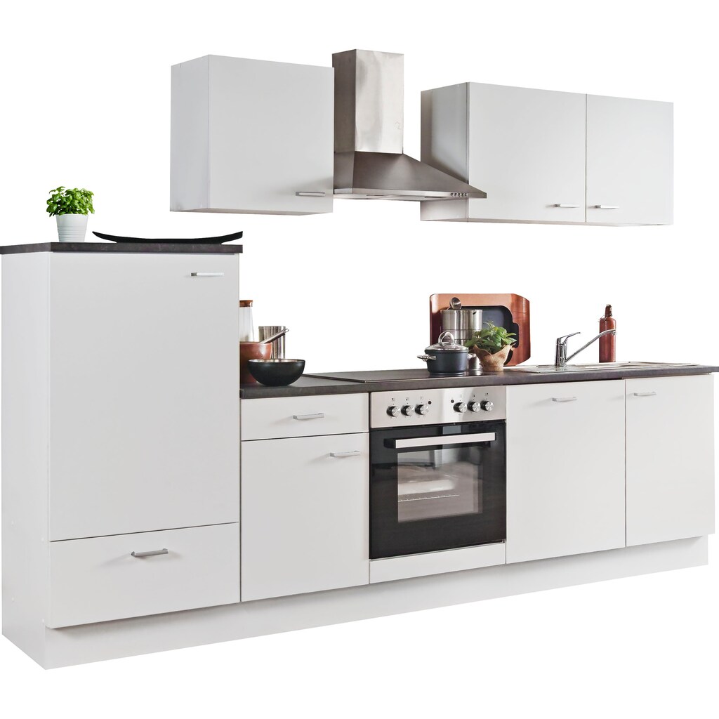 Menke Küchen Küchenzeile »White Classic«, Küchenzeile mit E-Geräten, Breite 280 cm