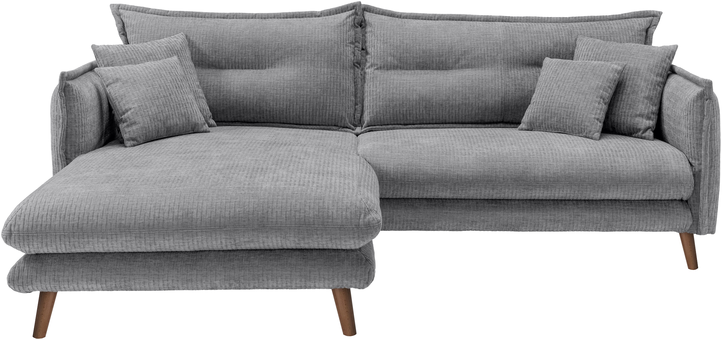 INOSIGN Ecksofa »Lazio modern und bequem, schmale Armlehnen, tolle Detailverarbeitung« zwei verschiedene Fußfarben wählbar