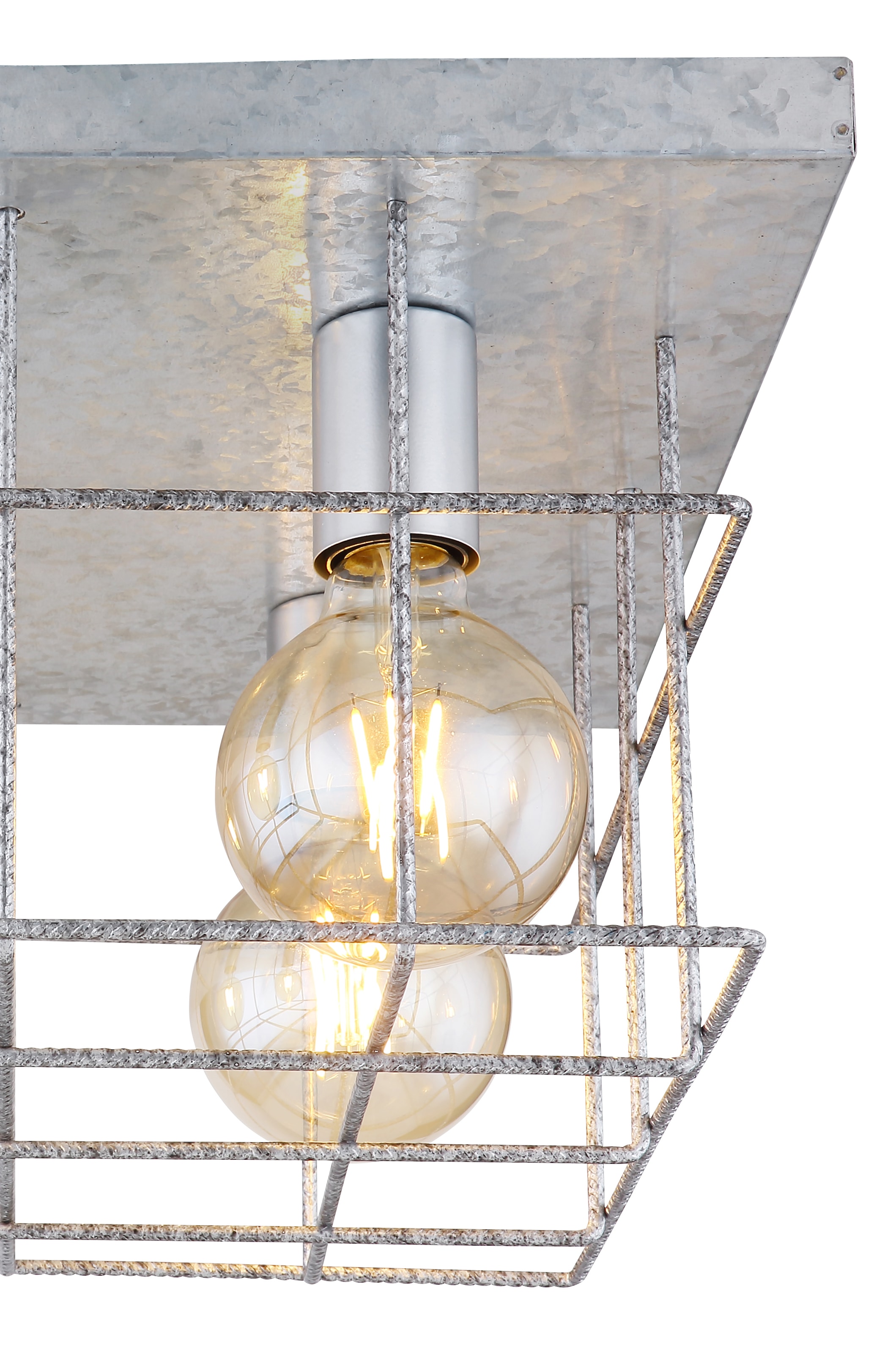 GLOBO LIGHTING Deckenleuchte »MERRIL« E27 1 Stk. Zinkfarbene Deckenleuchte mit Käfig aus Betonstahl-Gitter