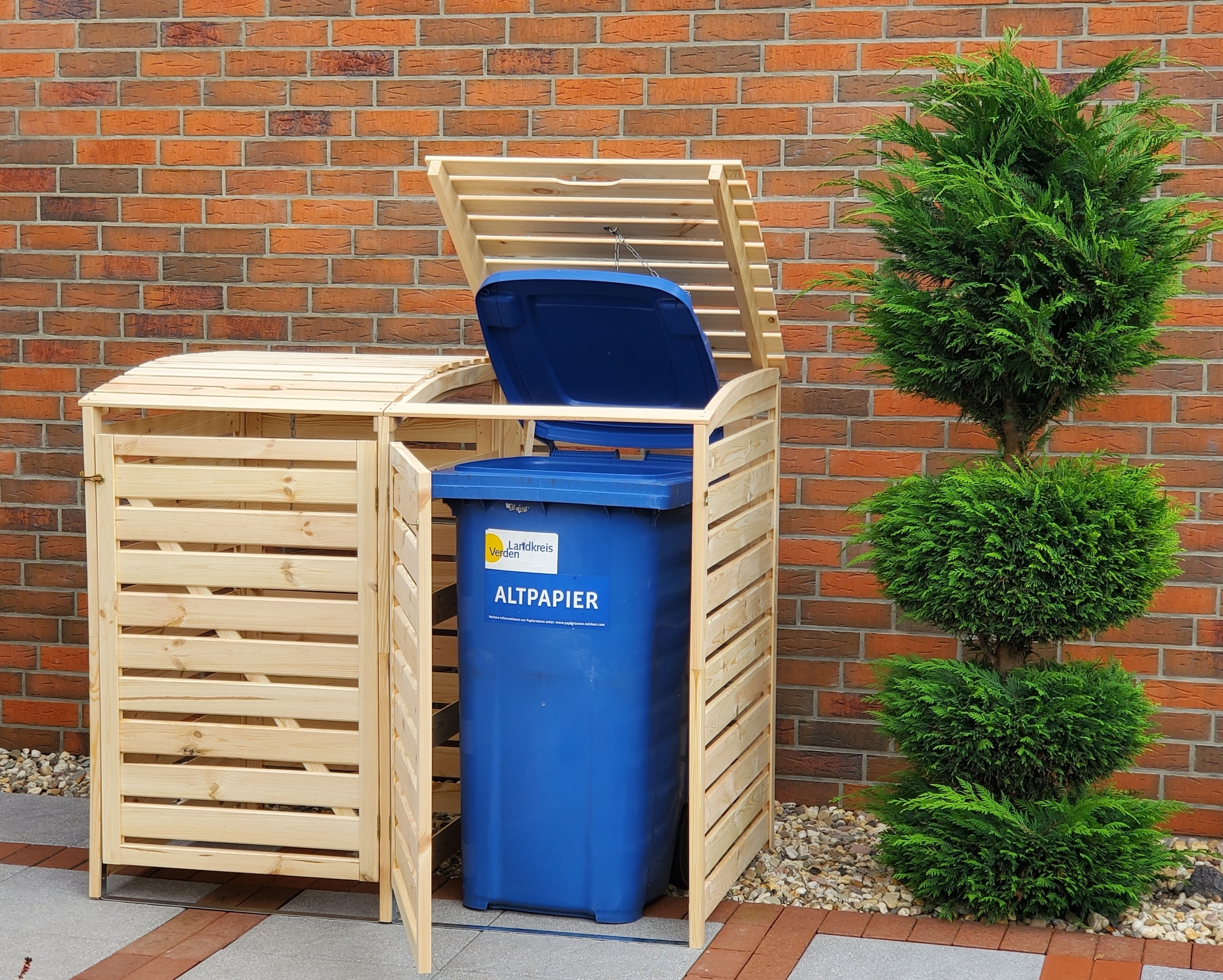 promadino Mülltonnenbox »Vario III«, für 2 Tonnen, robust aus ökologisch, zertifiziertem Kiefernholz