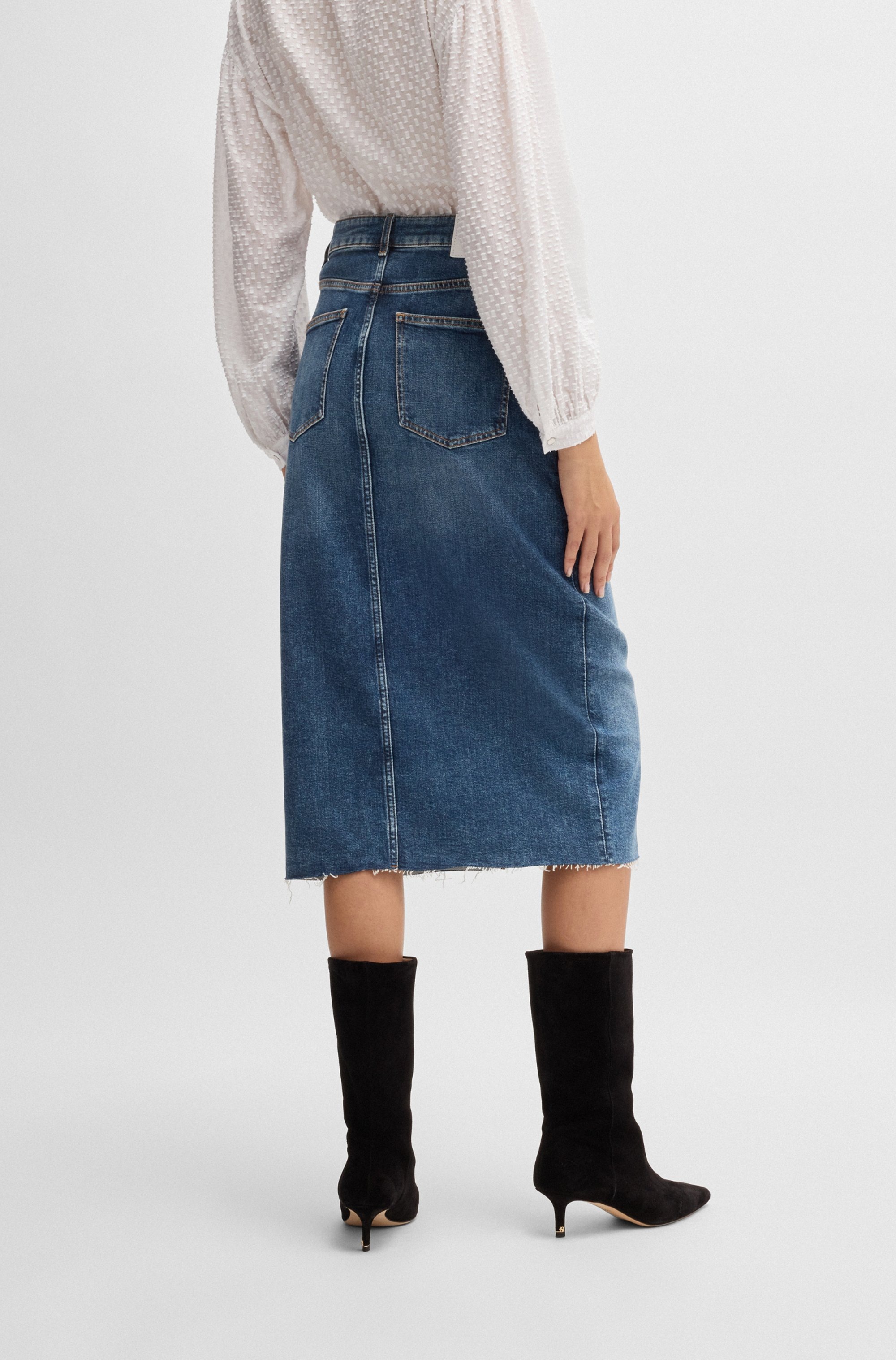 BOSS ORANGE Webrock "DENIM SKIRT MIDI Premium Damenmode" widerstandsfähig günstig online kaufen