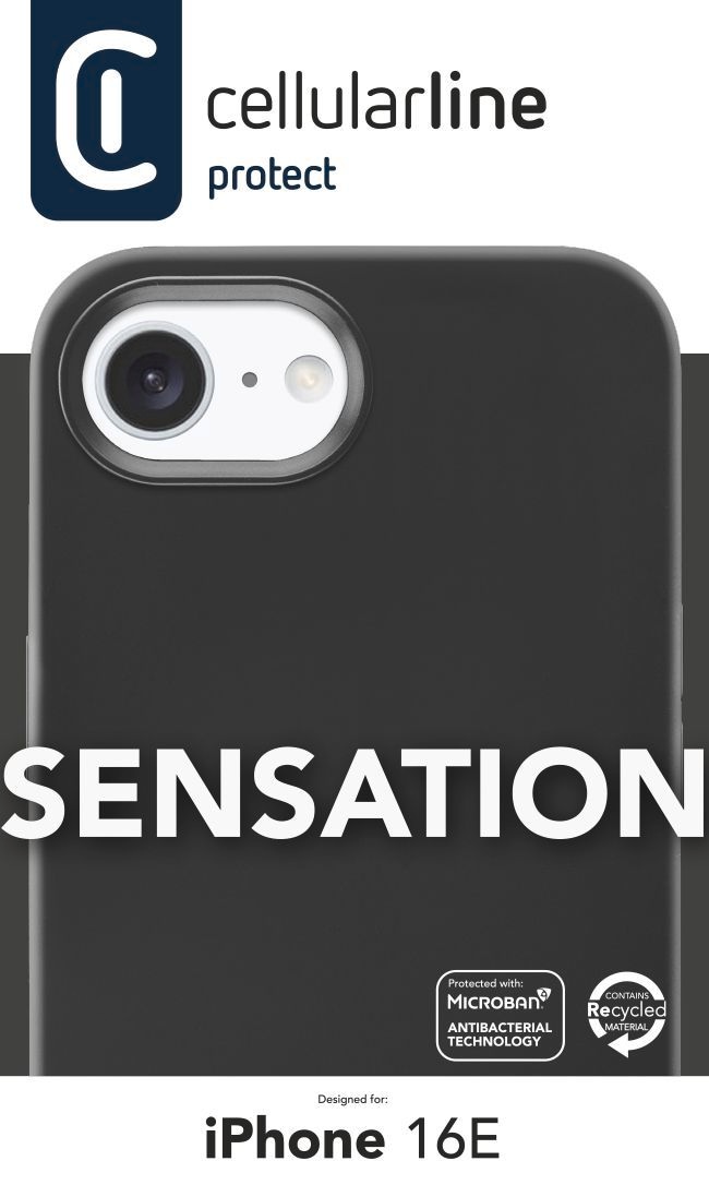 Cellularline Handyhülle »Sensation Case für Apple iPhone 16e«, Apple iPhone 16e, Backcover, Schutzhülle, Handyschutzhülle, Case, Schutzcase, stoßfest