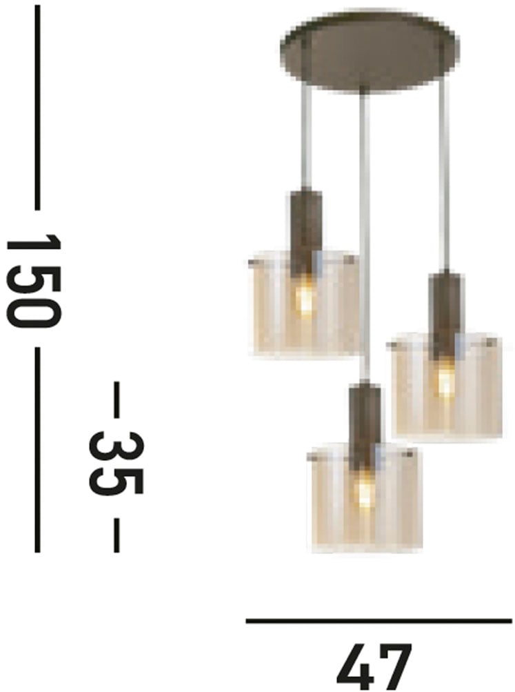 Searchlight Hängeleuchte »Hängeleuchte Sweden, 3-flammig«, 3 flammig, Leuchtmittel E27 | ohne Leuchtmittel, Ideal für Filament-Leuchtmittel