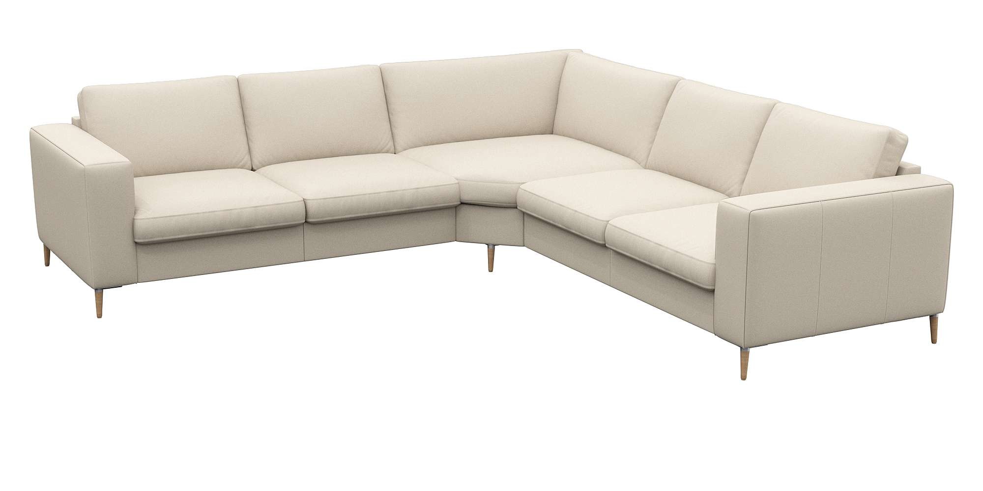 FLEXLUX Ecksofa »Fiore, gleichschenklig, super Sitzkomfort durch Kaltschaum im Sitz«, breite Armlehnen, Füße Alu+ Eiche, L-Form