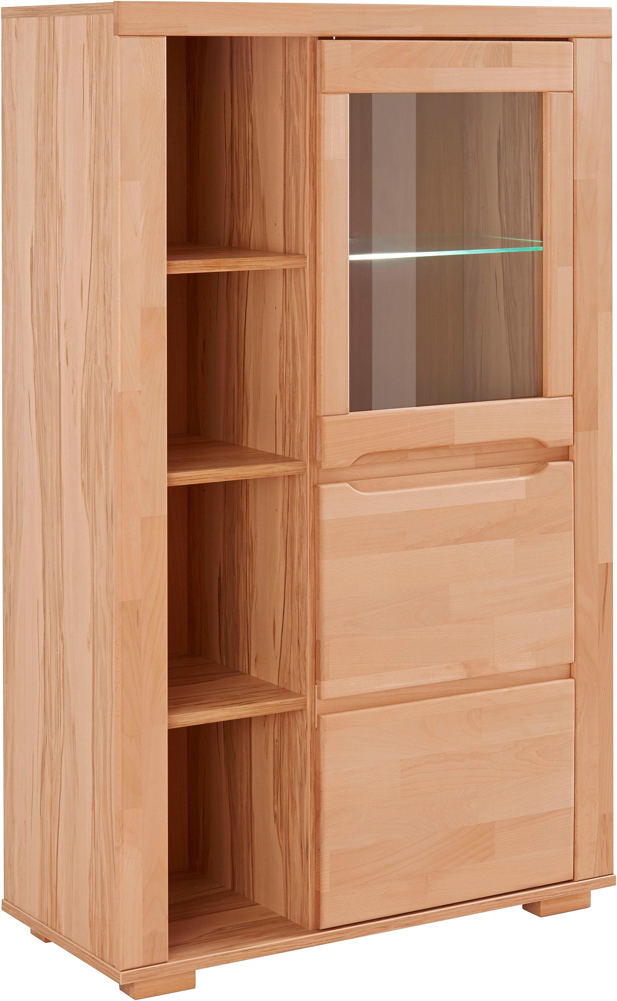 Home affaire Vitrine "DENIS80,B/T/H:90/40/145cm, Front massivhozl, geölt, S günstig online kaufen