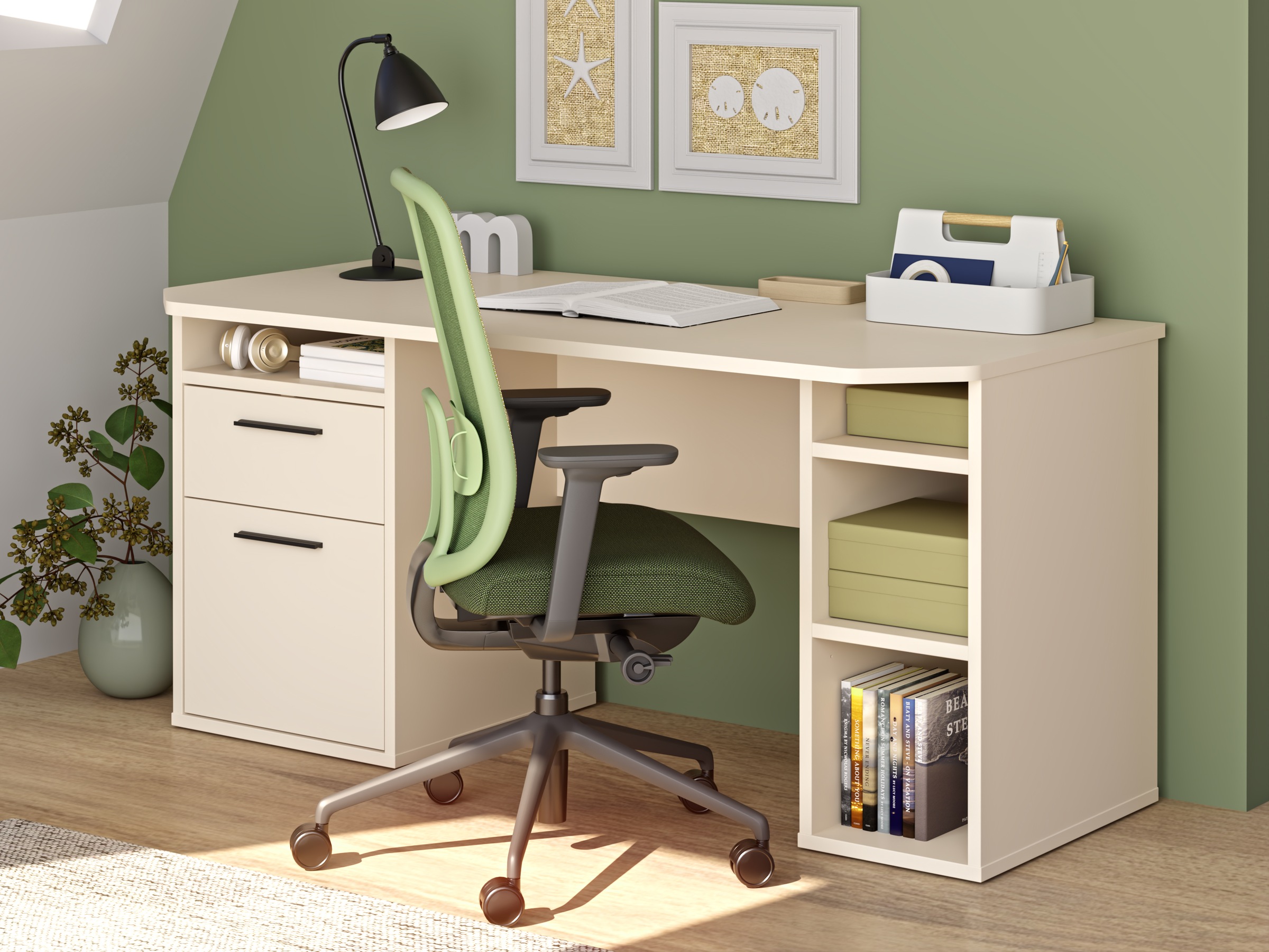 Thumbnail - FORTE Schreibtisch "Tezaur" mit Schubkasten und Tür, B/H/T 160/75,7/72 cm