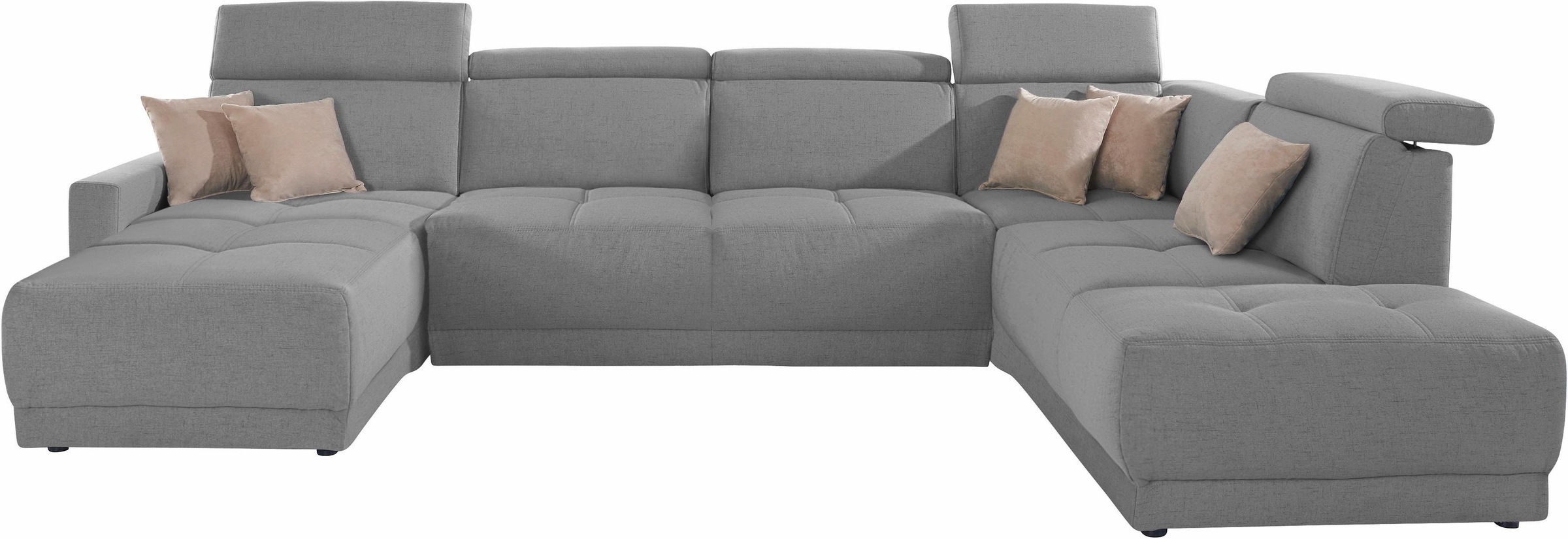 DOMO collection Wohnlandschaft »Ava moderne Sitzheftung mit toller Doppelnaht, komfortabel, U-Form«, mit Federkern, wahlweise mit Kopfteilverstellungen