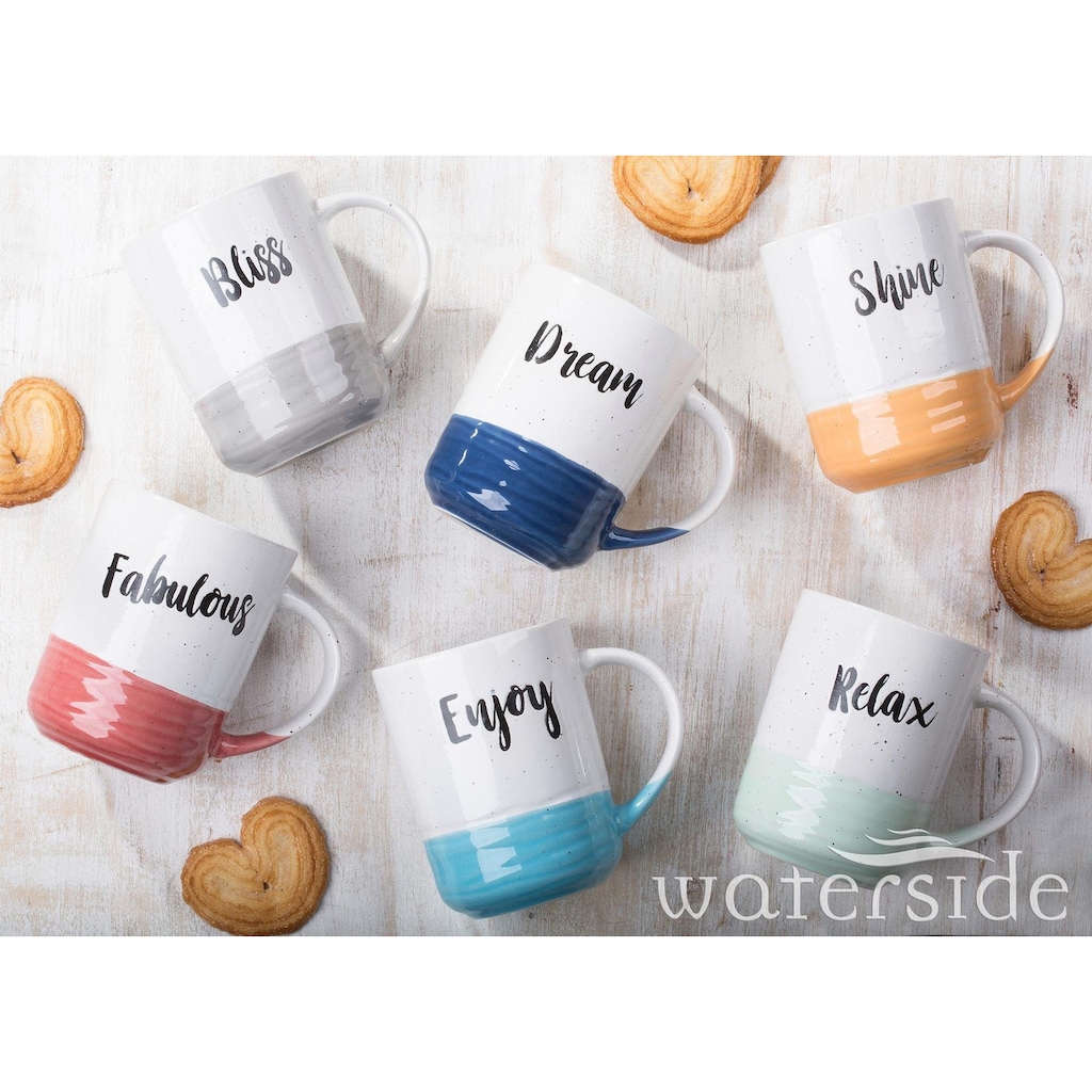 Retsch Arzberg Becher »Dipped Slogan«, (Set, 6 tlg.), mit 6 verschiedenen Slogans, 6-teilig