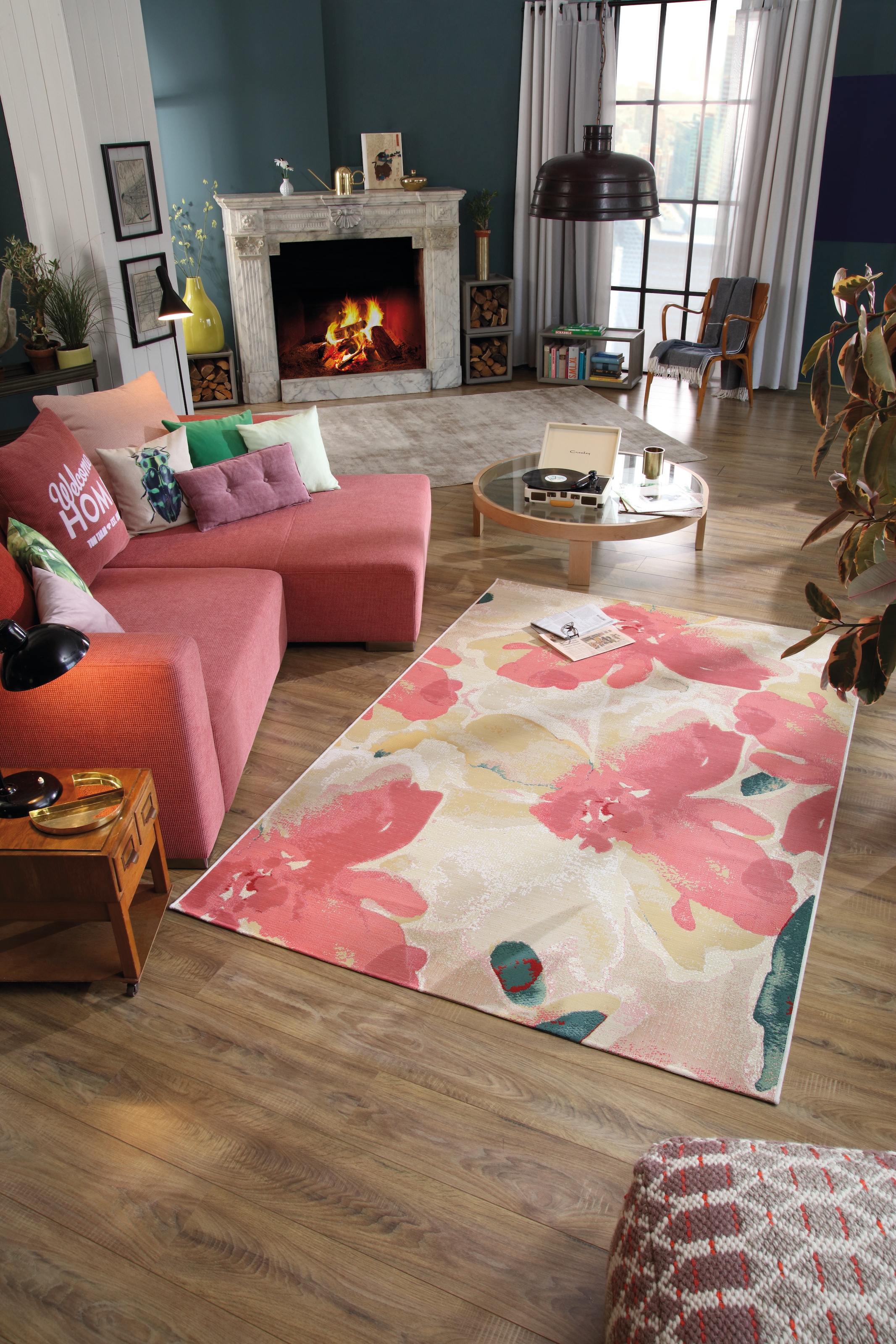 TOM TAILOR HOME Teppich »Garden Blossom«, rechteckig, Flachgewebe, modernes Blumen Design, In- und Outdoor geeignet