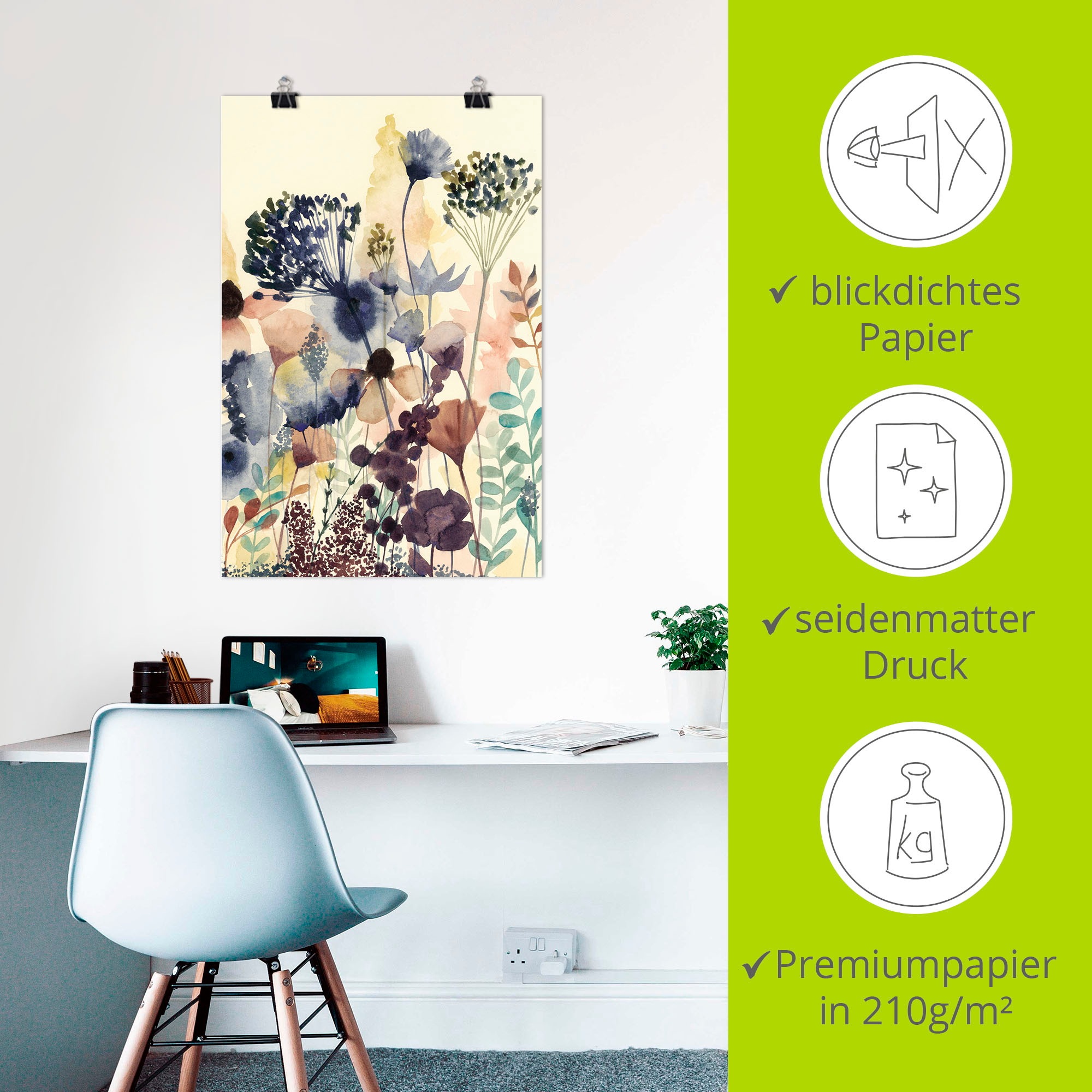 Artland Wandbild »Sonnengetrocknete Blüten II«, Blumenwiese, (1 St.), als Leinwandbild, Poster in verschied. Größen