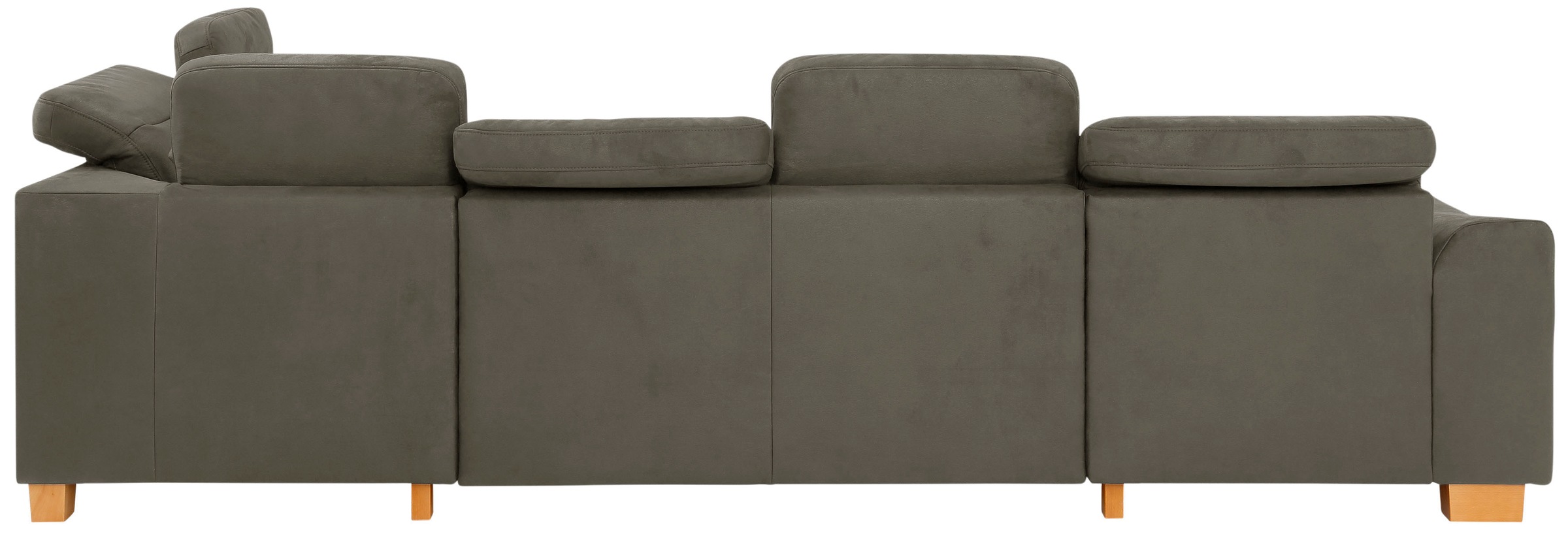 Wohnlandschaft HOME AFFAIRE "Dundee U-Form", grau (grau, beige), B:338cm H:86cm T:219cm, Luxus-Microfaser Florence (100% Polyester), Sofas, Wohnlandschaft, wahlweise mit Kopfteilverstellung und zusätzlich mit Bettfunktion 3