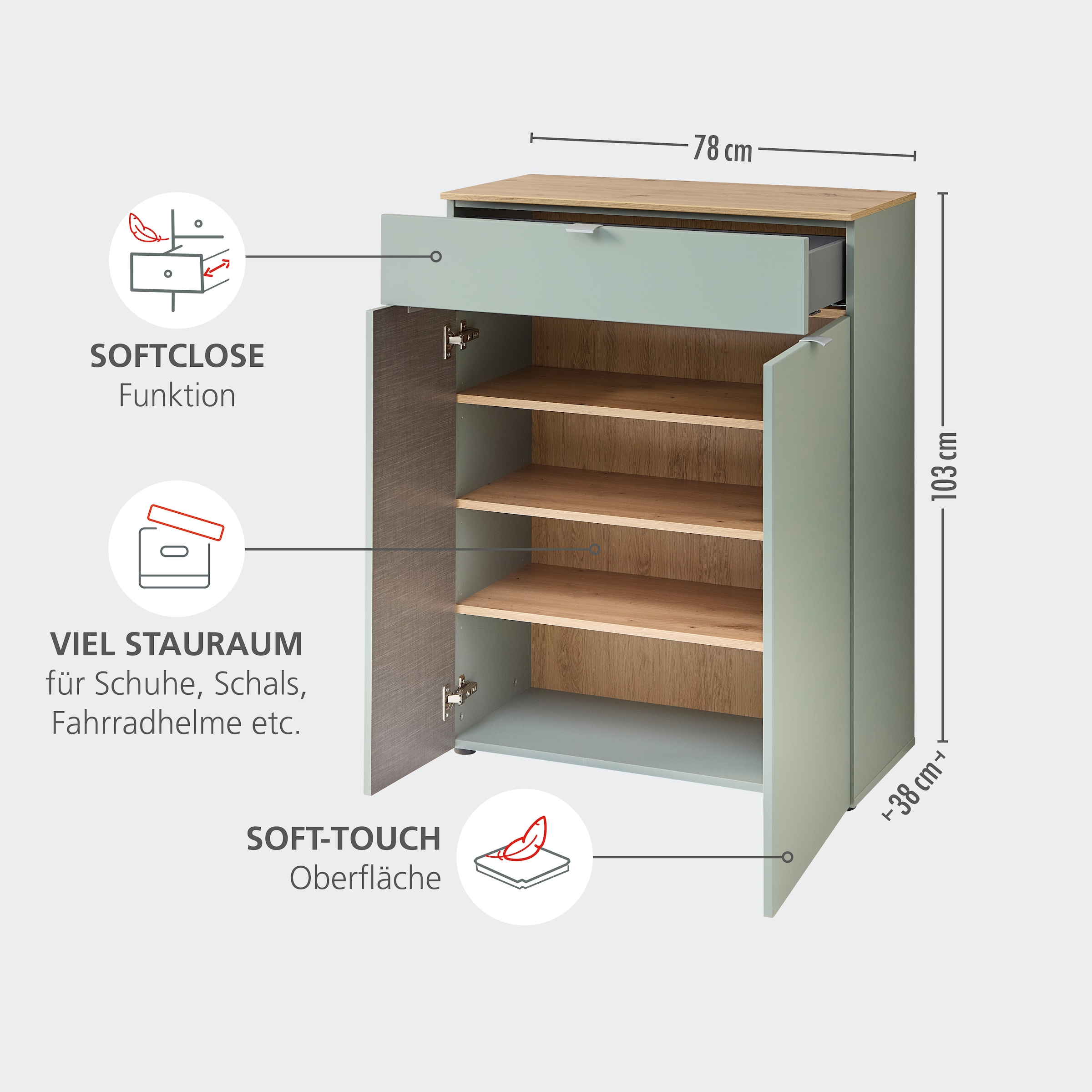 Innostyle Garderoben-Set »Bari Garderobenprogarmm, BxHxT 264x202x38 cm«, (Set, 5 St.), Besteht aus 5 Typen