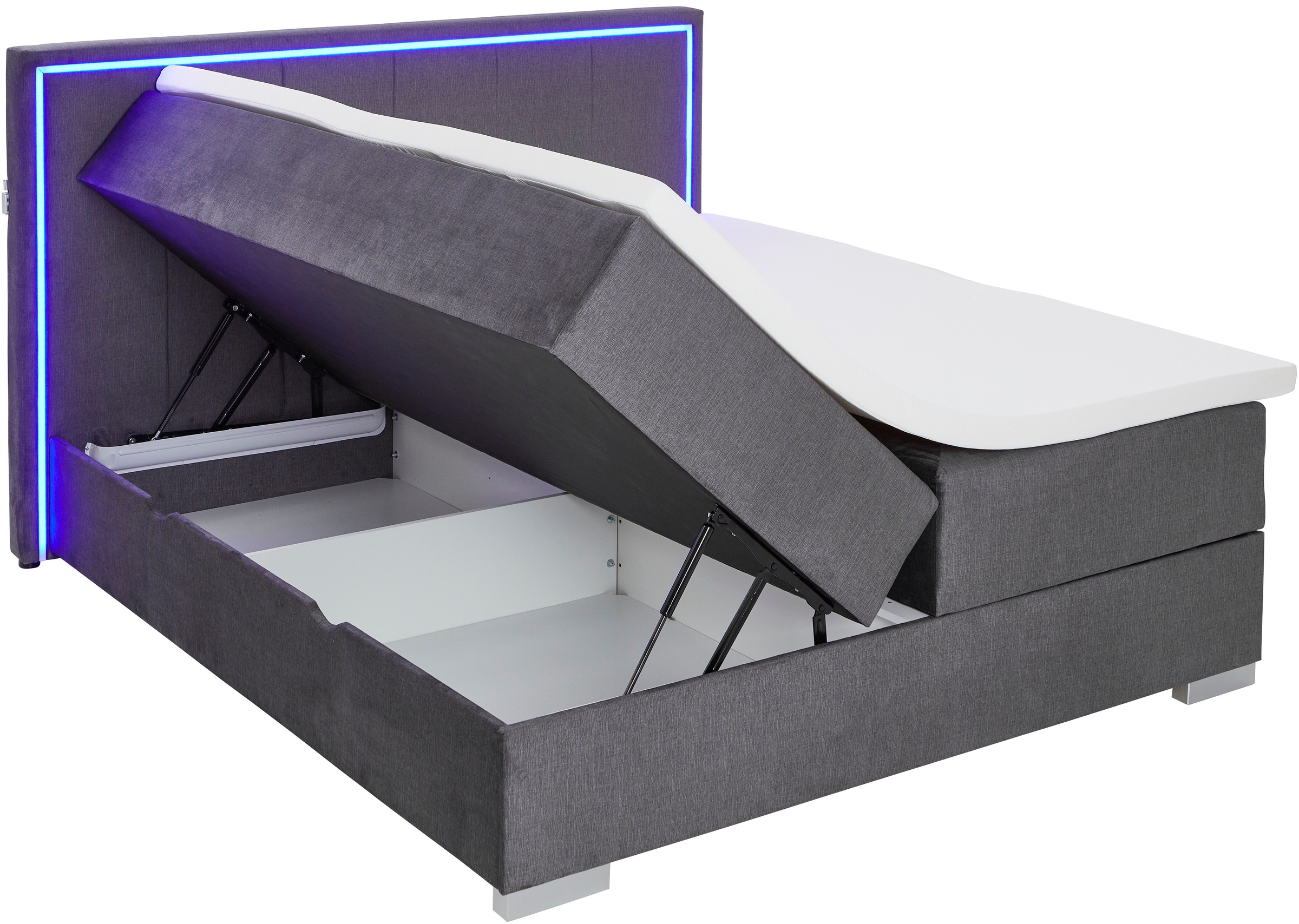 meise.möbel Boxbett »Colorado«, inkl. LED-Beleuchtung im Kopfteil, Bettkasten und Topper