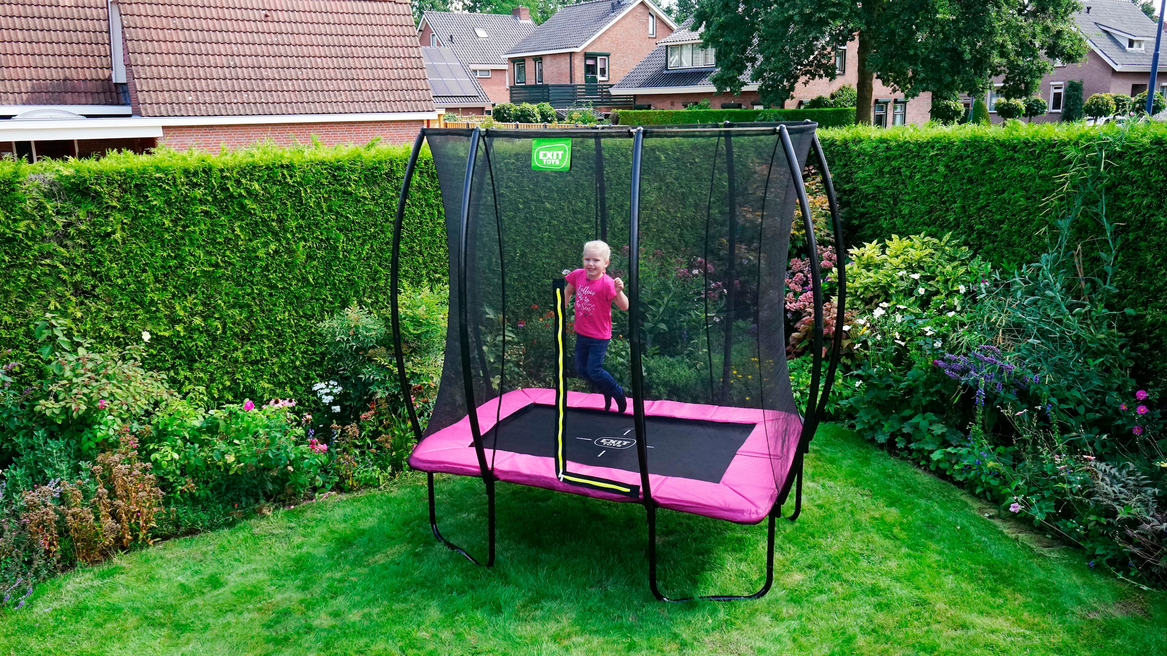 EXIT Gartentrampolin »Silhouette, rosa«, mit Sicherheitsnetz