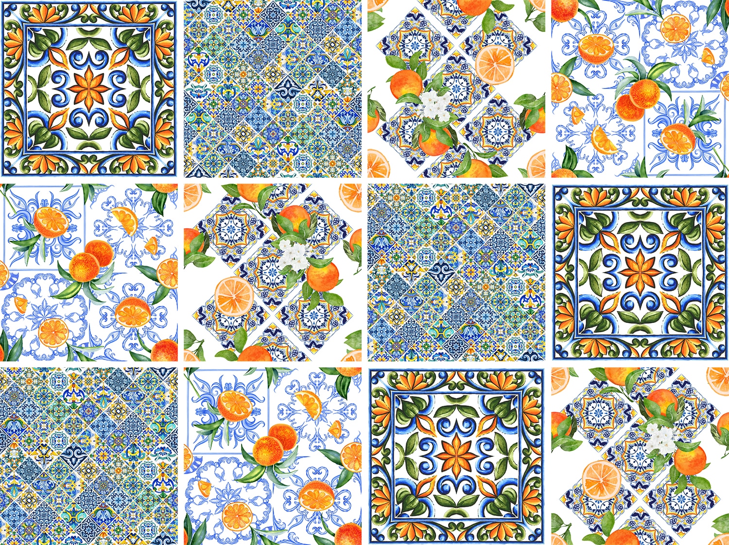 queence Fliesenaufkleber »Ornamente mit Orangen«, (12 St.), selbstklebend, 12er Set