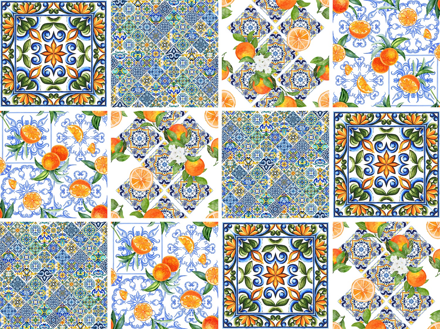 queence Fliesenaufkleber "Ornamente mit Orangen", (12 St.), selbstklebend, günstig online kaufen