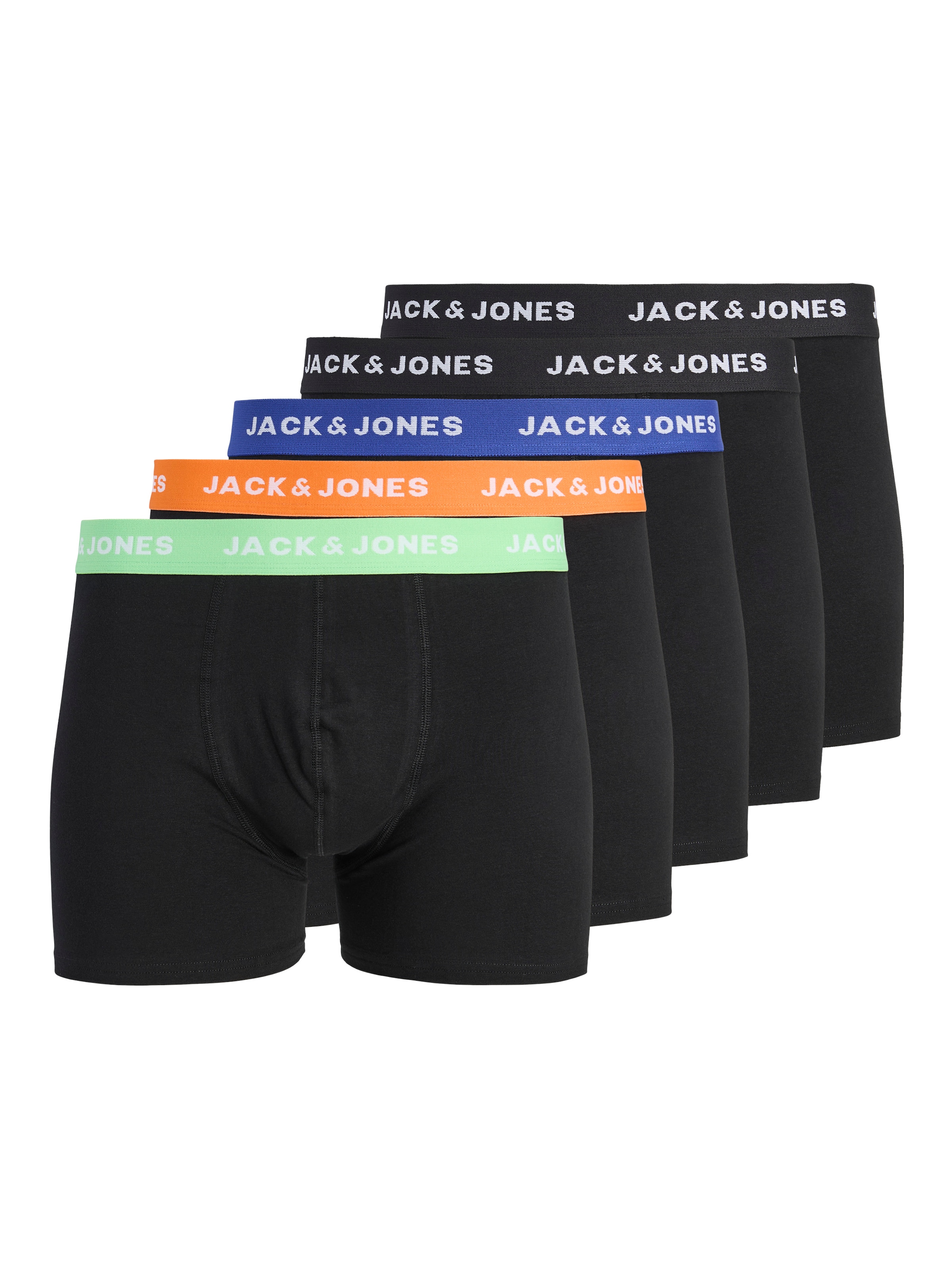 Jack & Jones Boxer "JACHUEY im Fünferpack mit toniger Naht und elastischem Bund" Packung, 5er-Pack, 5 Stk. unifarben, modisch, eng anliegend, Baumwollmischung
