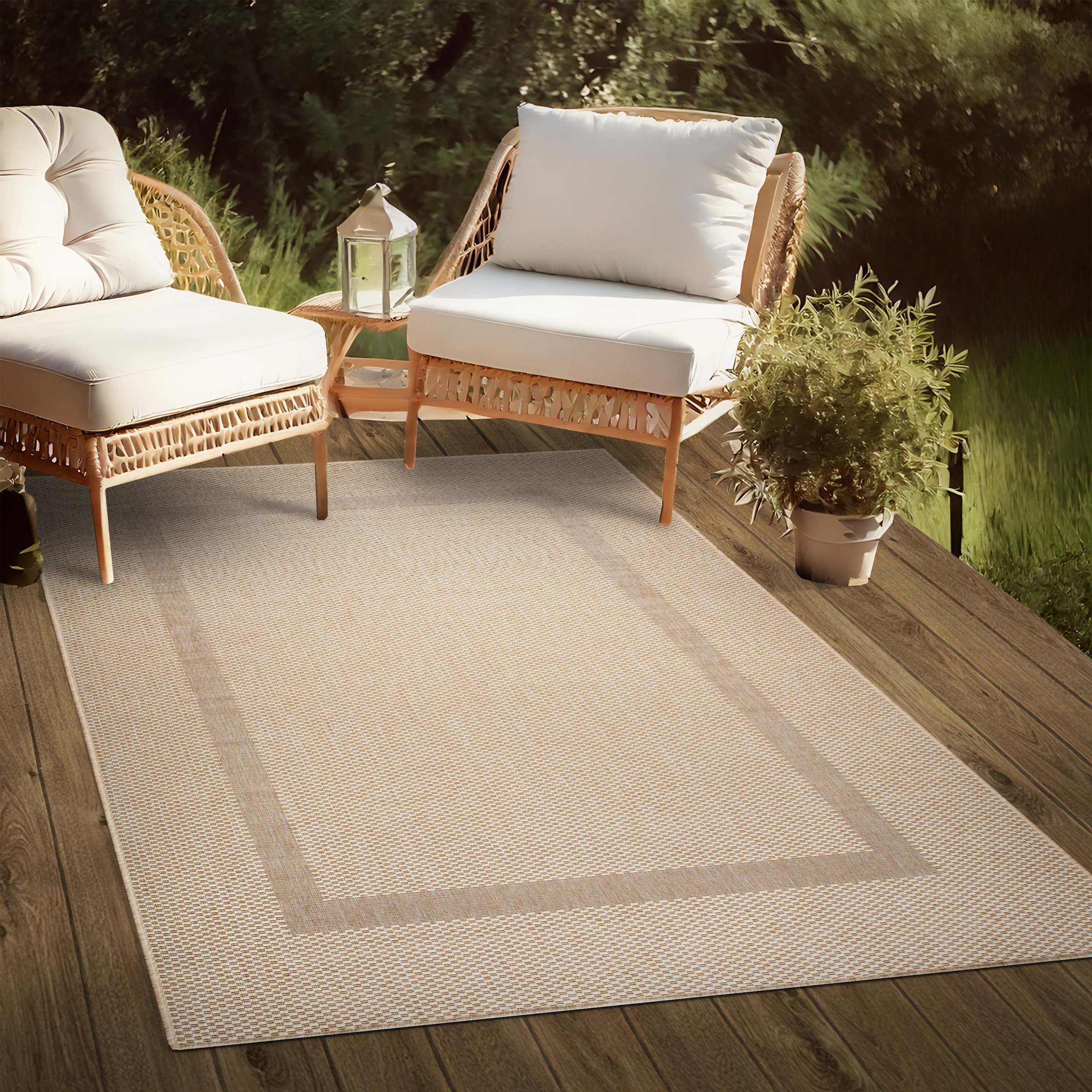 my home Teppich »Venedig Bordüre auch als Läufer erhältlich«, rechteckig, 3 mm Höhe, In- und Outdoor geeignet, Sisal-Optik, Wetterfest & UV-beständig