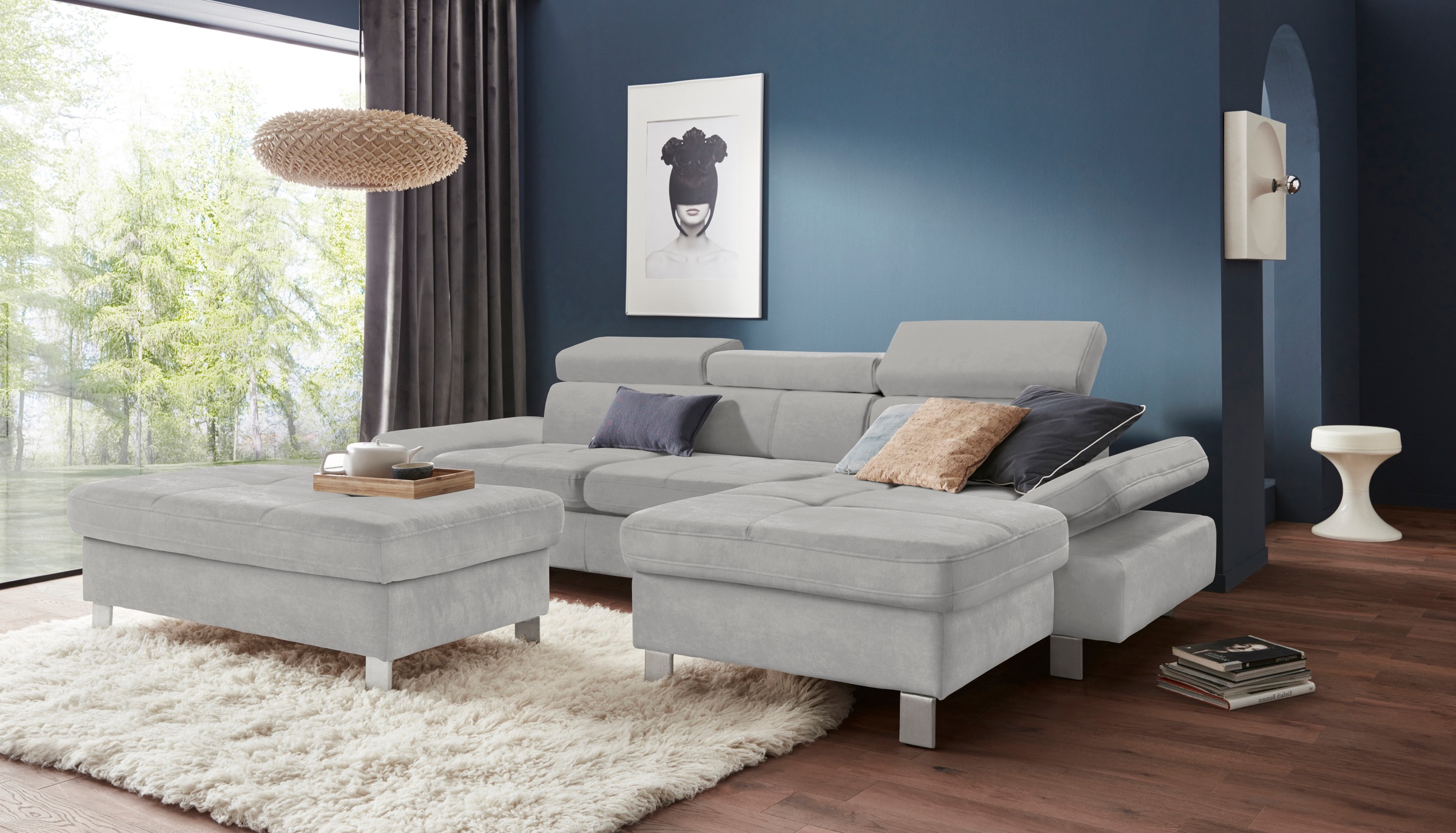 exxpo - sofa fashion Ecksofa »Fiji, hochwertige Detailverarbeitung im Sitz und Rücken, L-Form«, bequem durch Kopf- und Armteilverstellung, wahlweise mit Bettfunktion