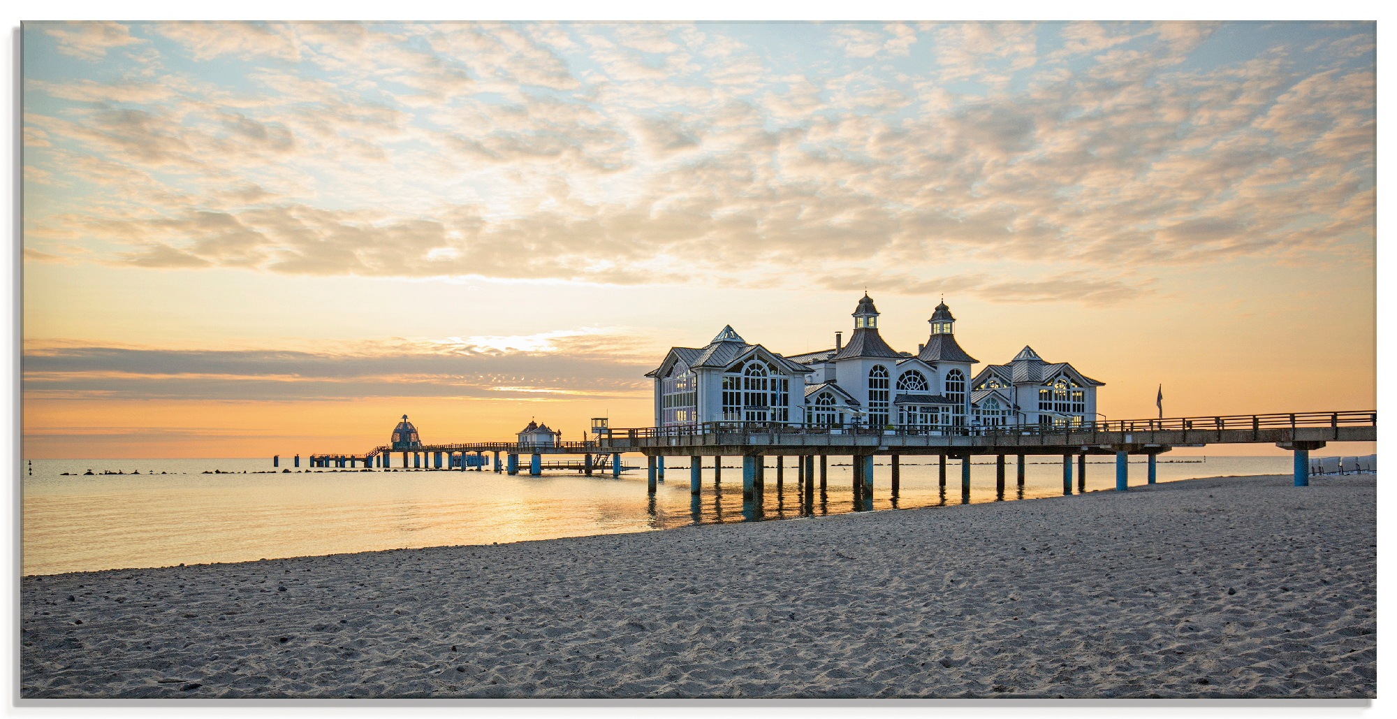 Sonnenaufgang«, Strand, »Seebrücke Sellin Artland Glasbild verschiedenen St.), | (1 Größen kaufen in bei BAUR