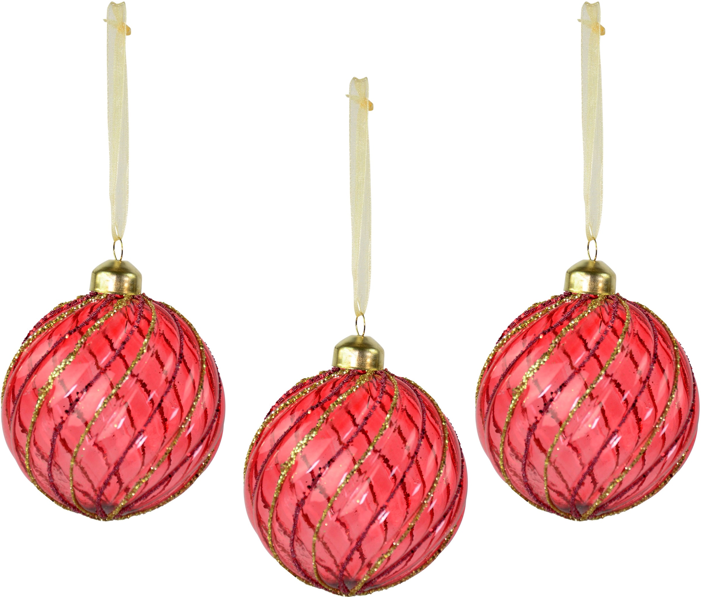 Weihnachtsbaumkugel »Weihnachtsdeko rot, Christbaumschmuck, Christbaumkugeln Glas«,...