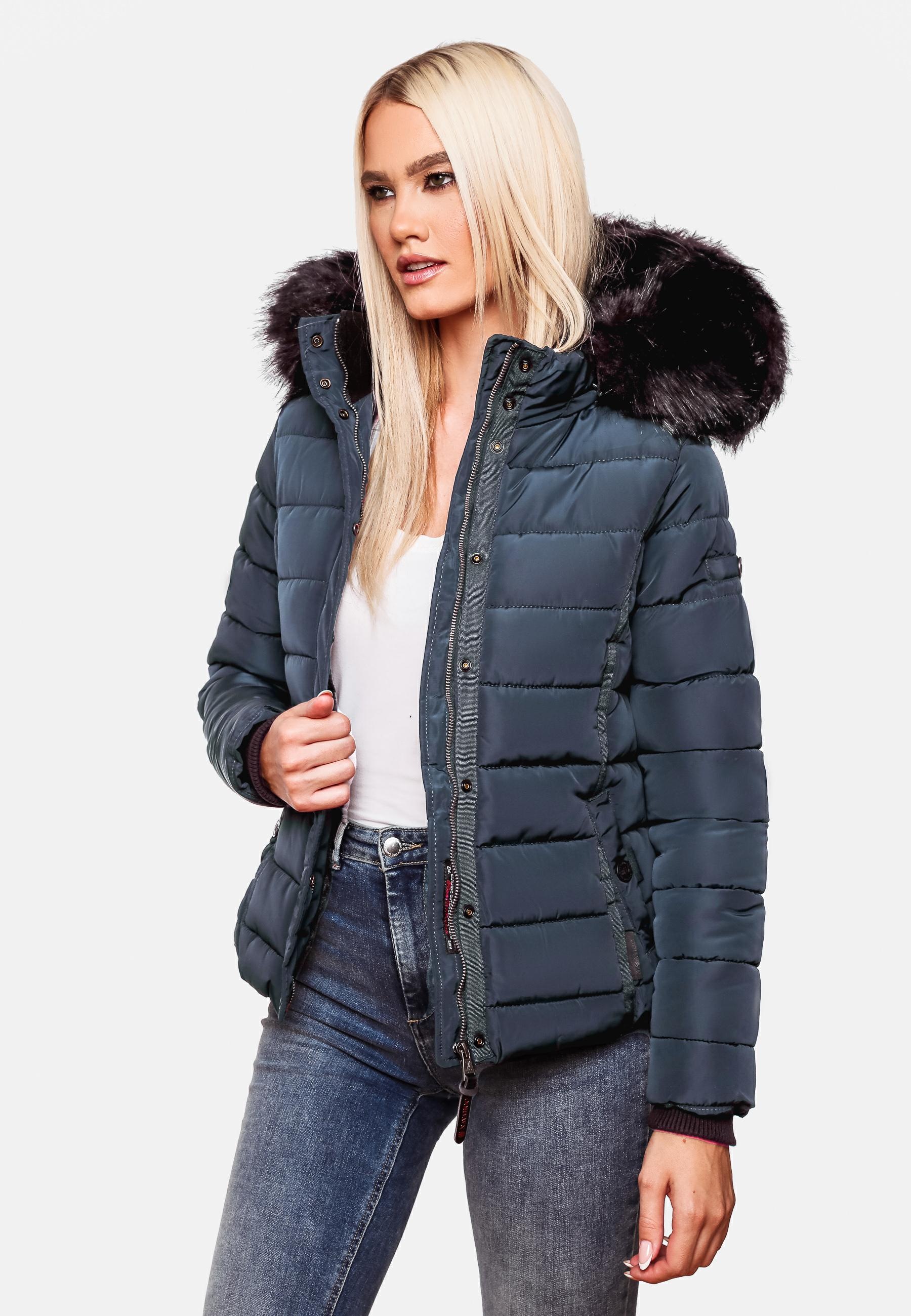 Navahoo Steppjacke »Miamor«, mit Kapuze, hochwertige Winterjacke m. voluminöser Kunstpelz-Kapuze