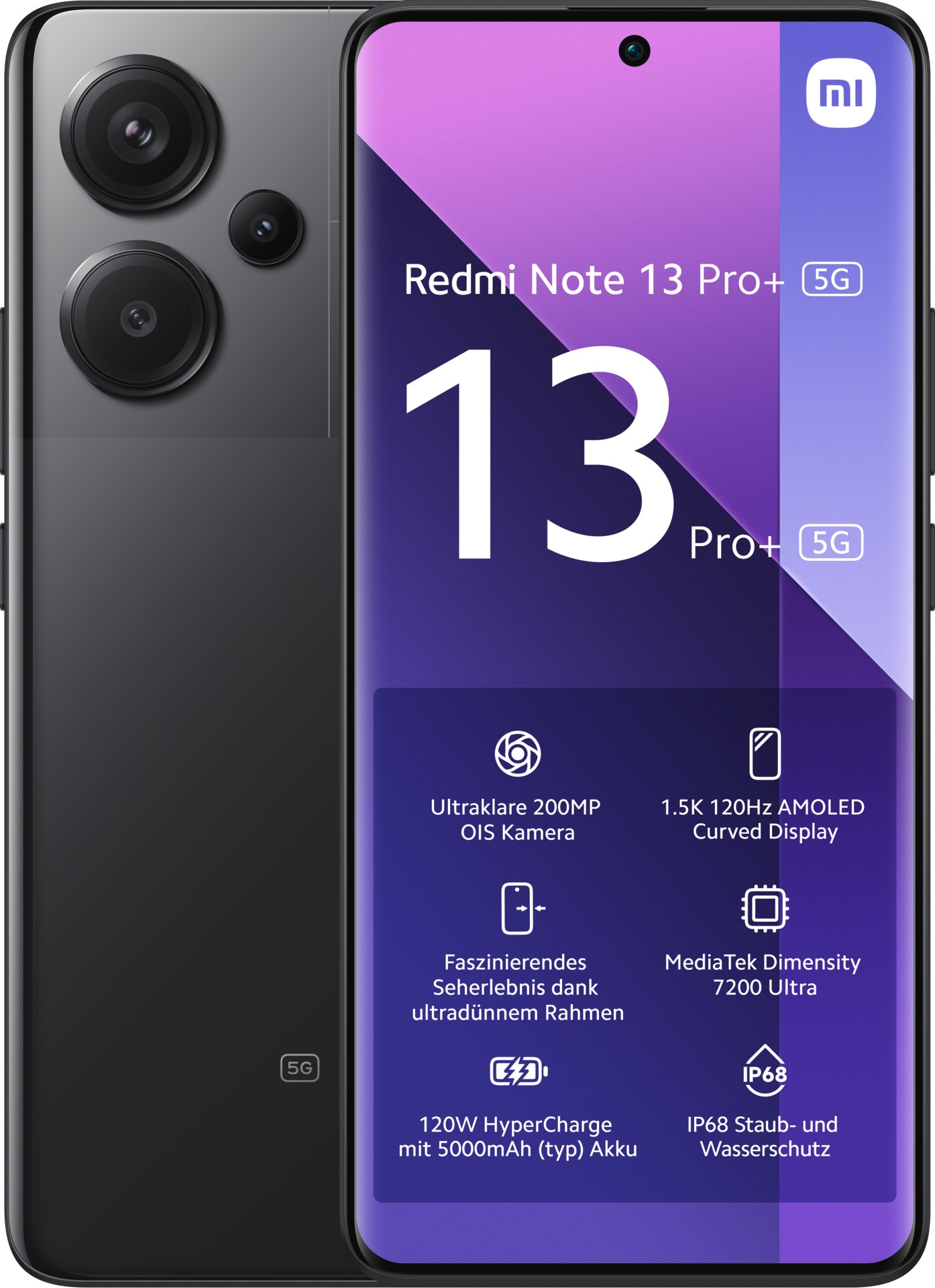 Smartphone »Redmi Note 13 Pro+ 5G 12GB+512GB«, Schwarz, 16,94 cm/6,67 Zoll, 512 GB...