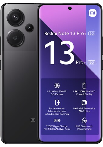 Smartphone »Redmi Note 13 Pro+ 5G 12GB+512GB«, Schwarz, 16,94 cm/6,67 Zoll, 512 GB...