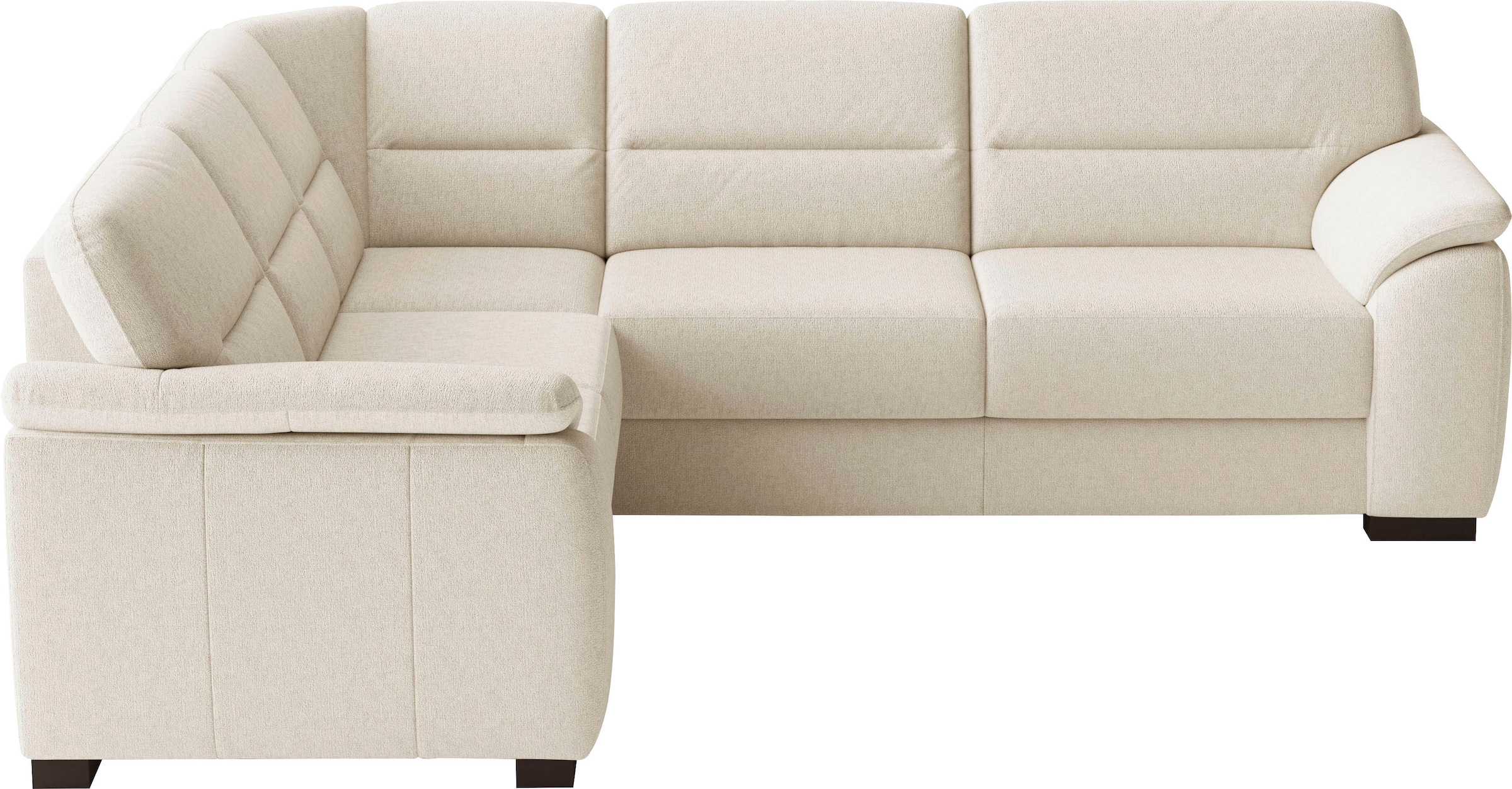 sit&more Ecksofa "Montego L-Form, B: 256 cm, große Stoffauswahl, Komfortsitzhöhe 46 cm" mit Schlaffunktion und Schubkasten mit Stauraum