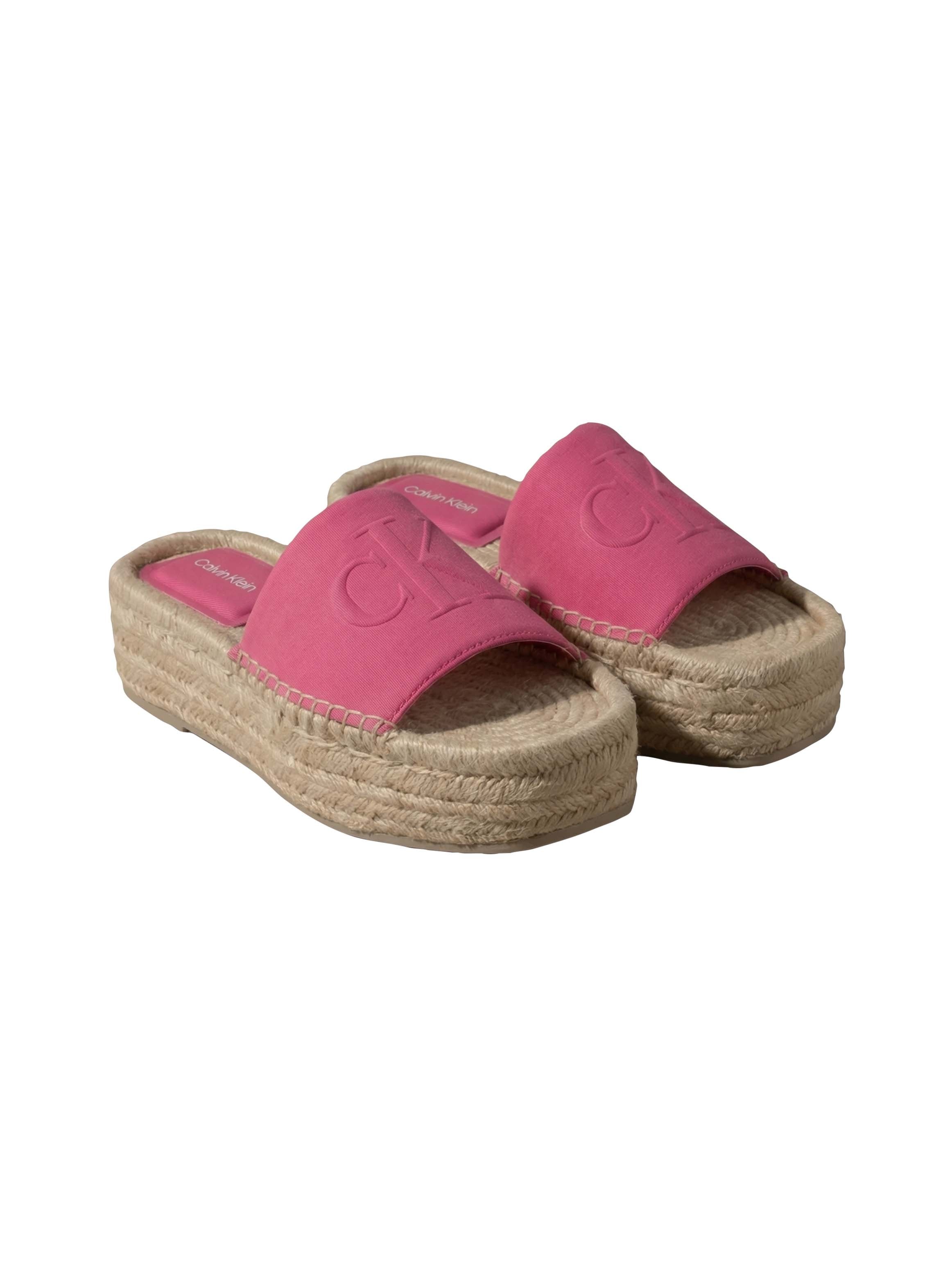 Calvin Klein Pantolette "FLATF ESPA NEOP MG" Sommerschuh, Strandschuh mit Plateau, schmale Form