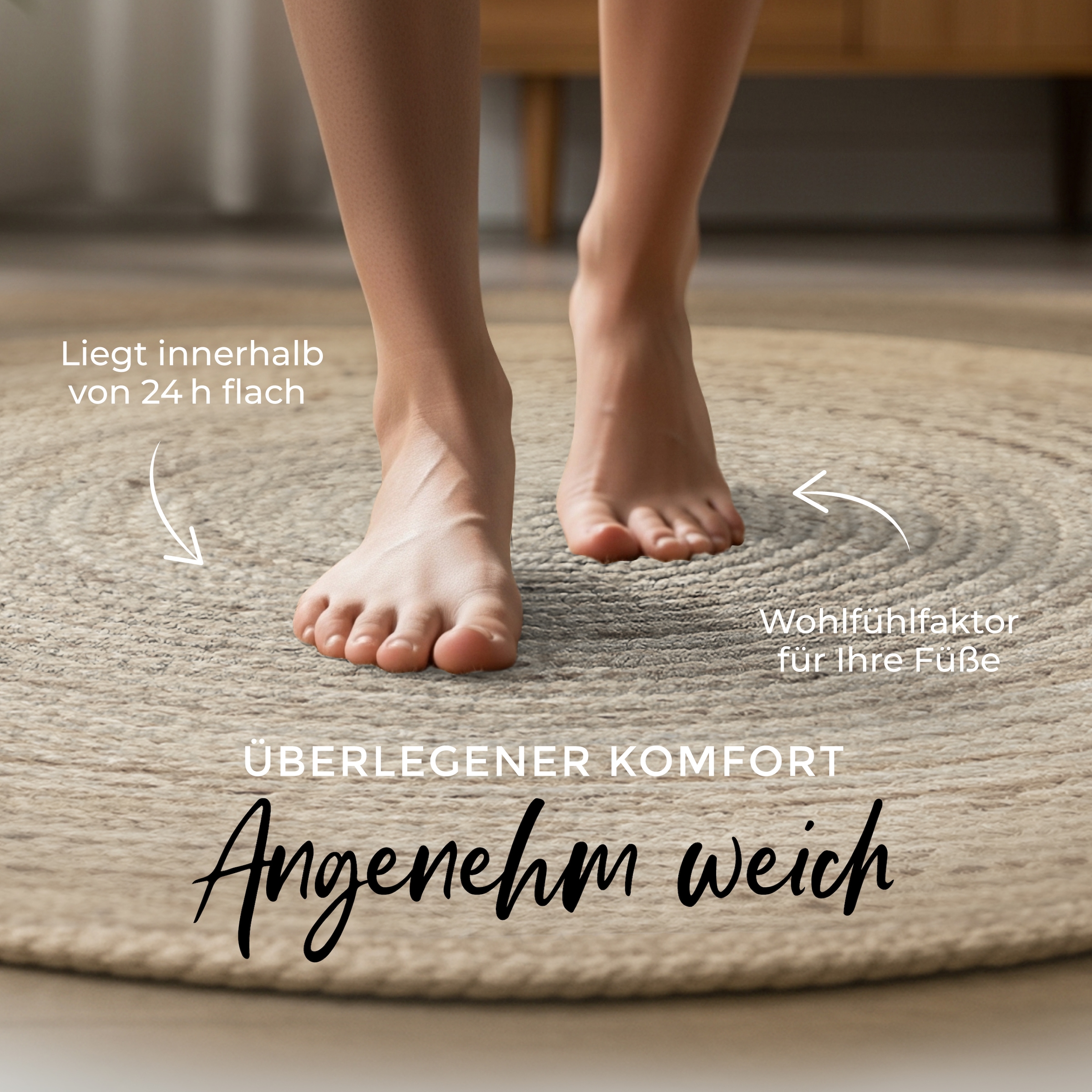 carpetfine Teppich »Nele Juteteppich Naturfaser«, rund, 6 mm Höhe, geflochtener Wendeteppich aus 100%Jute, in rund und oval, viele Größen
