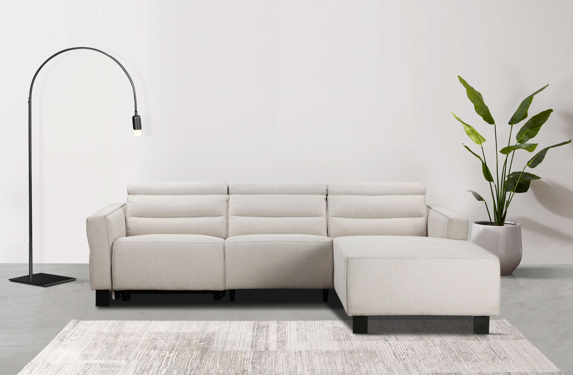 Places of Style Ecksofa »Carpari, L-Form, 263 cm, mit manueller o. elektrischer Relaxfunktion«, und USB/ Kopfteilverstellg