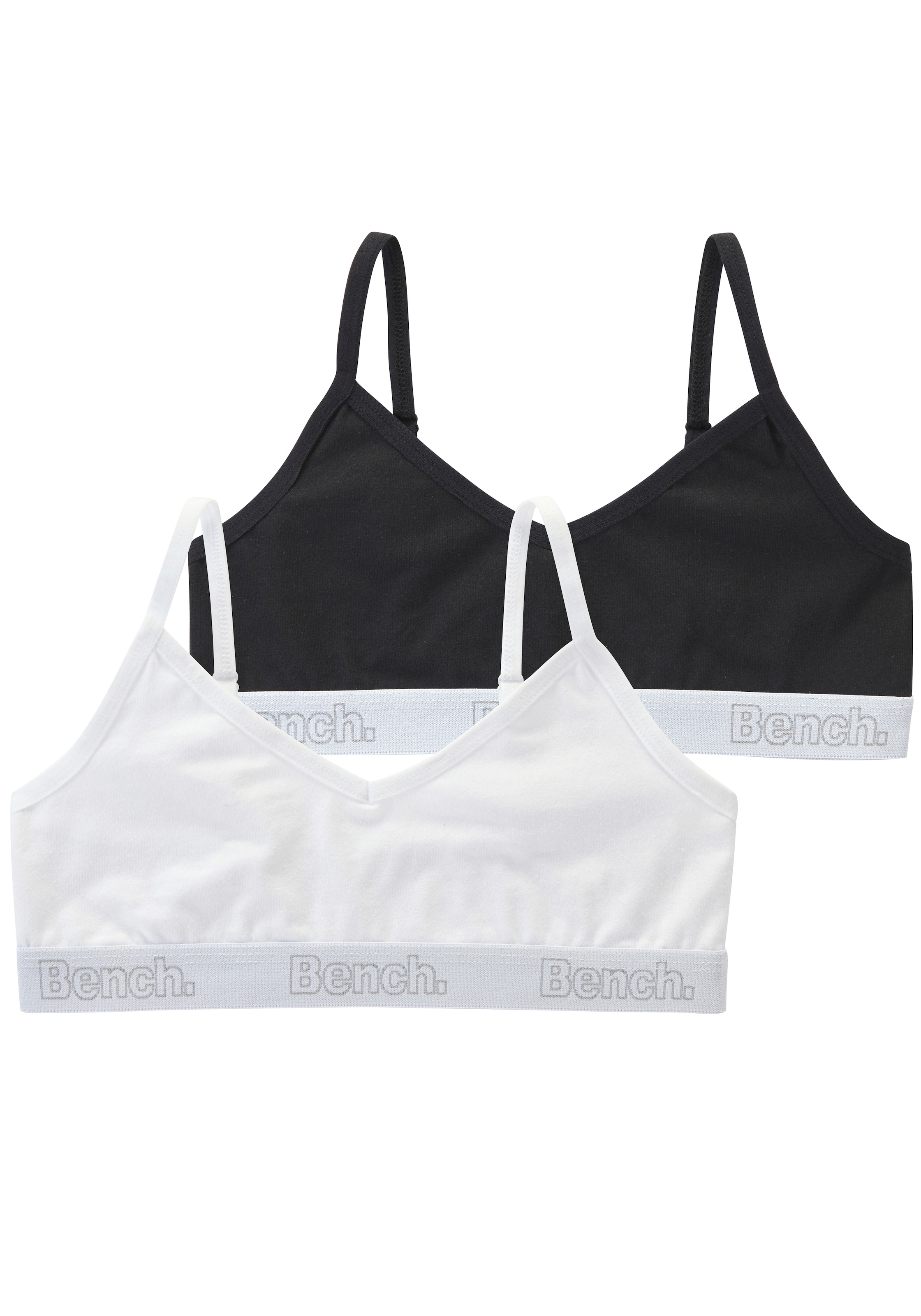 Bustier BENCH., Mädchen, Gr. 146/152, N-Gr, weiß, schwarz, Jersey, Obermaterial: 92% Baumwolle, 8% Elasthan, unifarben, Basic, BHs Bustier, mit weichem Logo-Bündchen