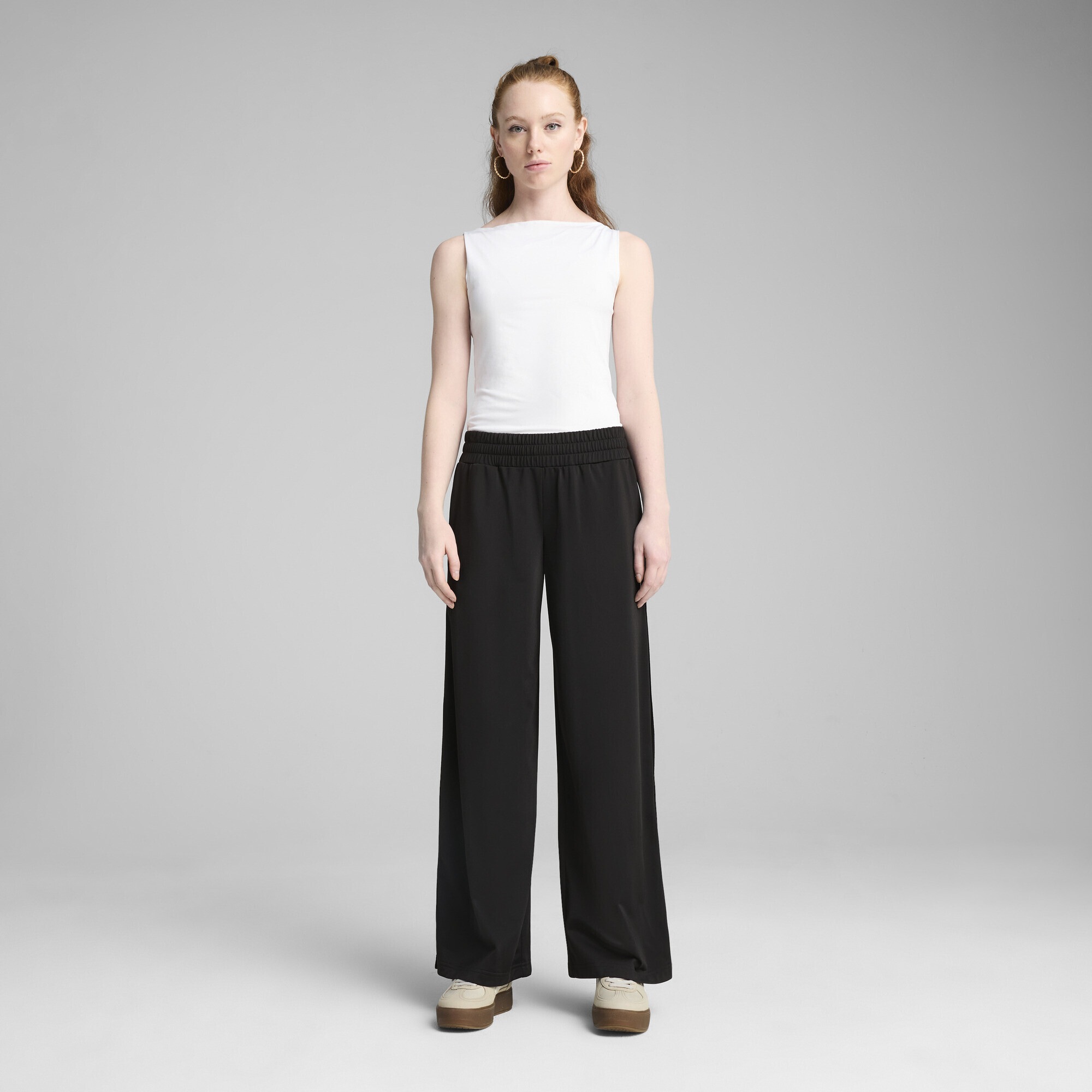 PUMA Sporthose »WARDROBE Essentials Low Rise Popper Hose Damen«